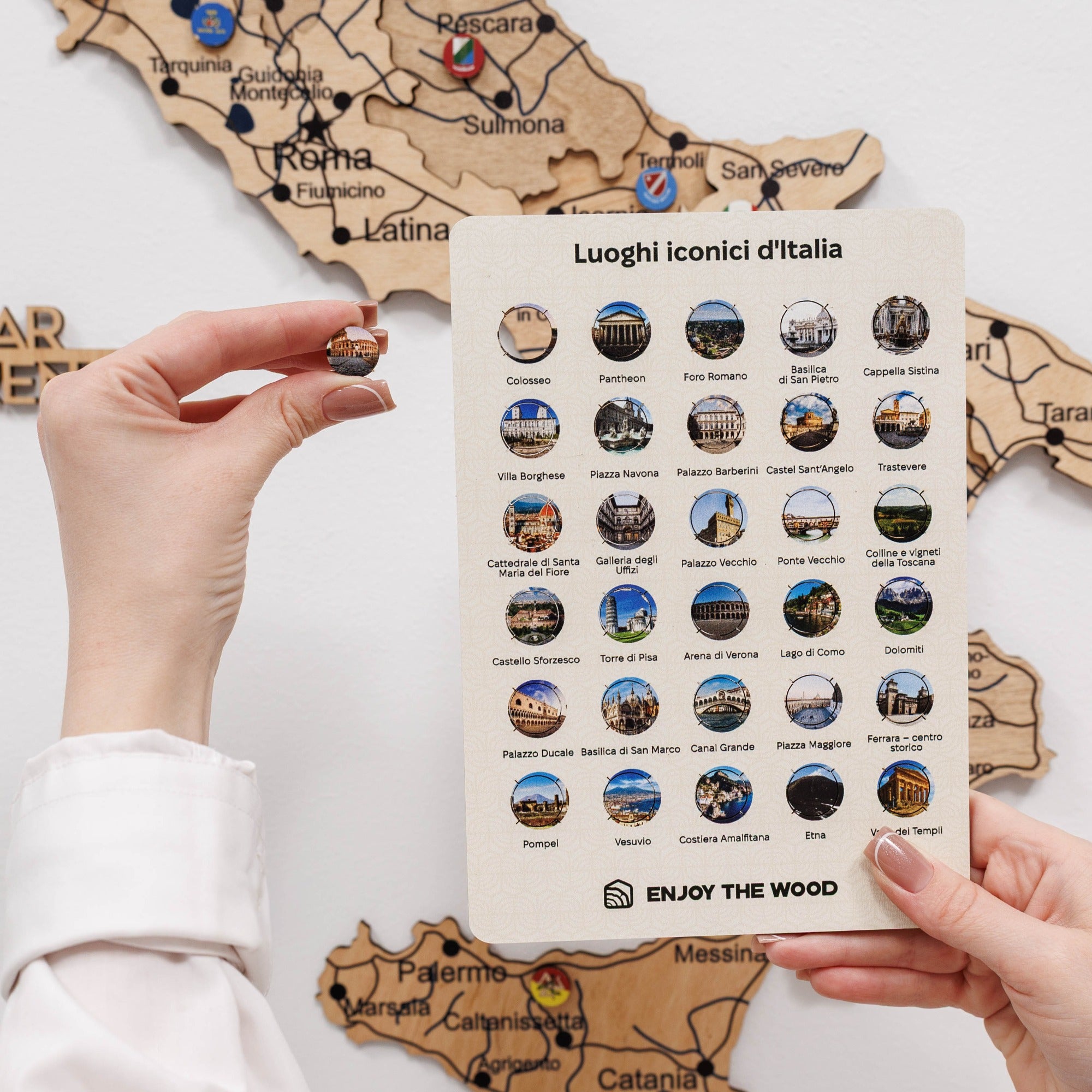 3D Italy Wood Map - Gold