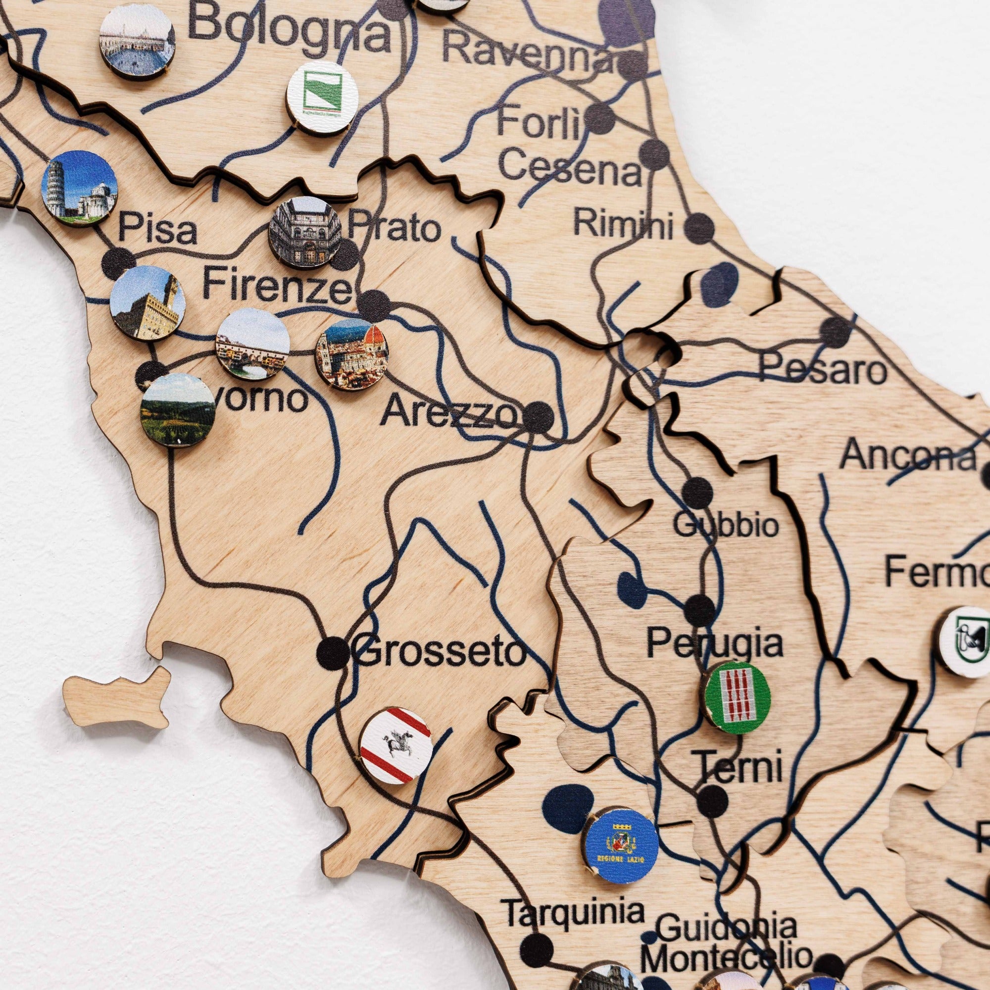 3D Italy Wood Map - Gold