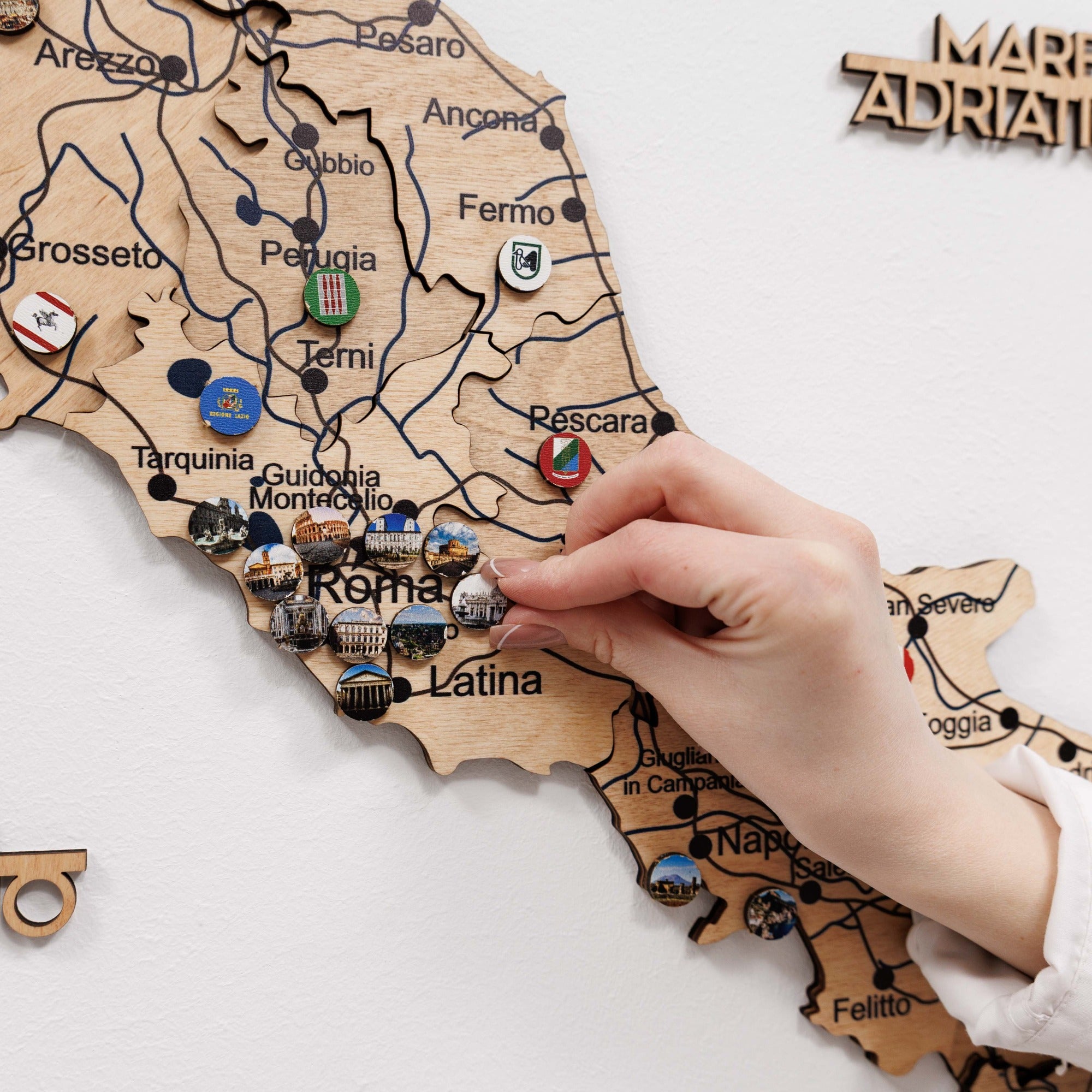 3D Italy Wood Map - Gold