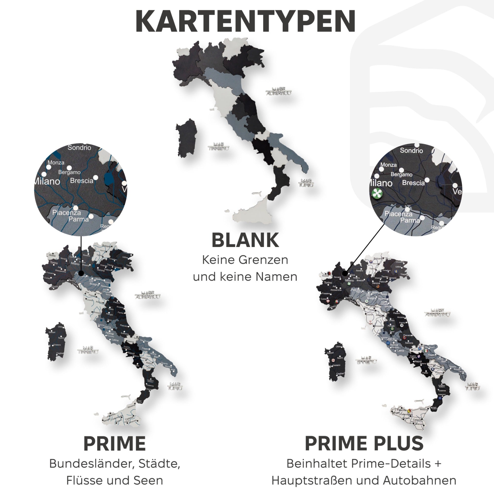 3D Italienkarte aus Holz – Nordik