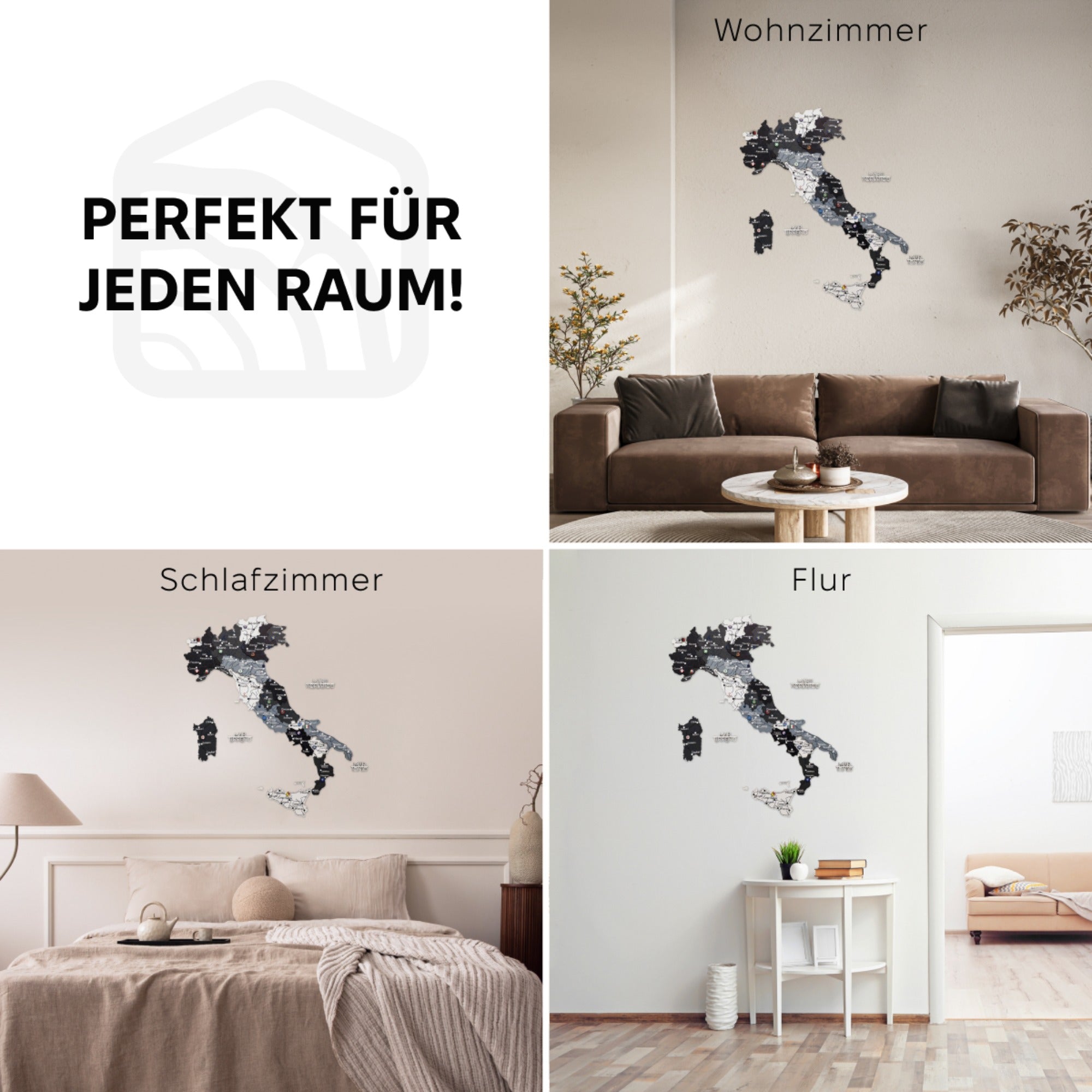 3D Italienkarte aus Holz – Nordik