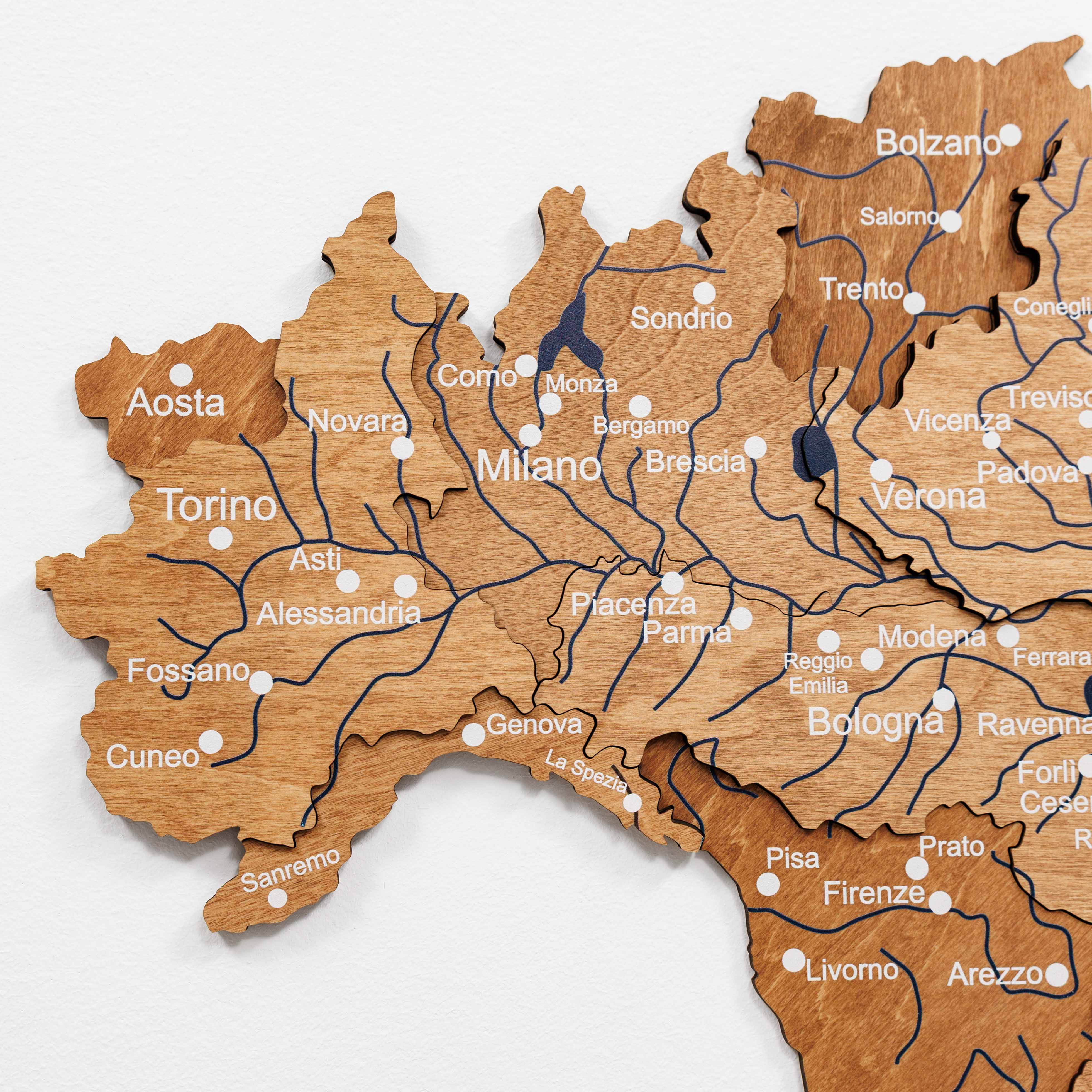 3D Italienkarte aus Holz – Oak