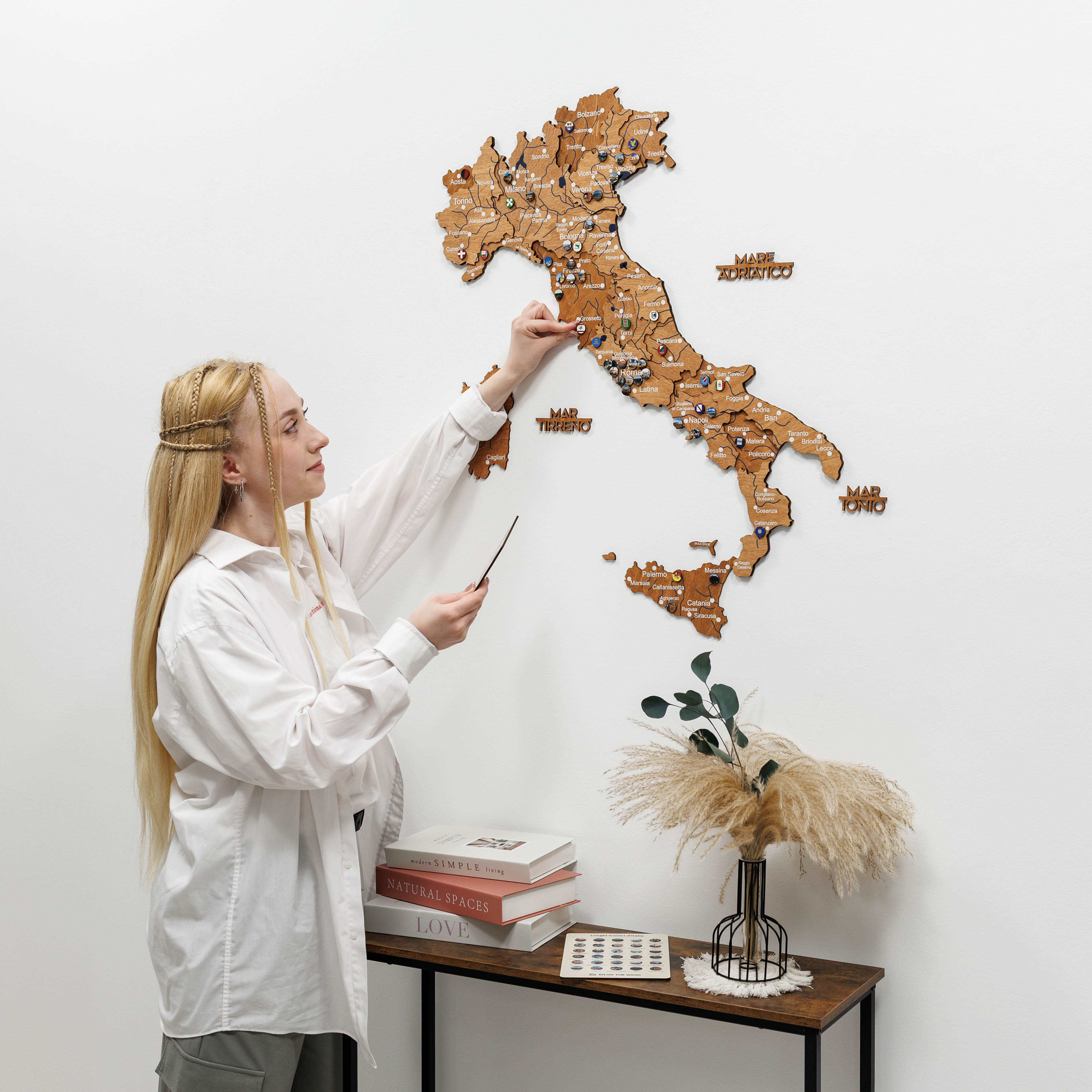 3D Italy Wooden Map – Oak