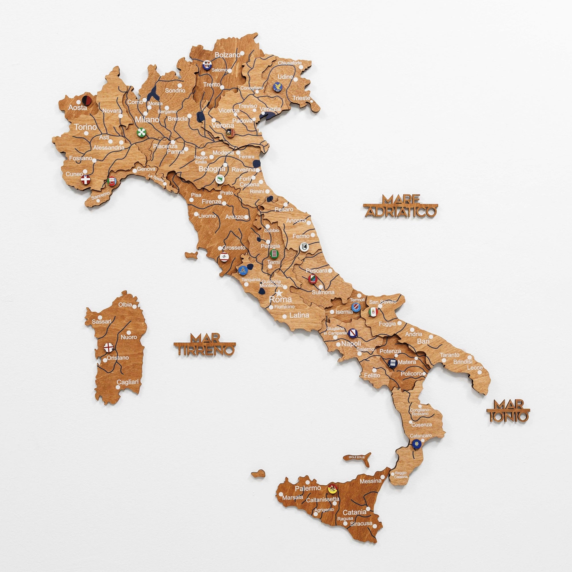 3D Italy Wooden Map – Oak