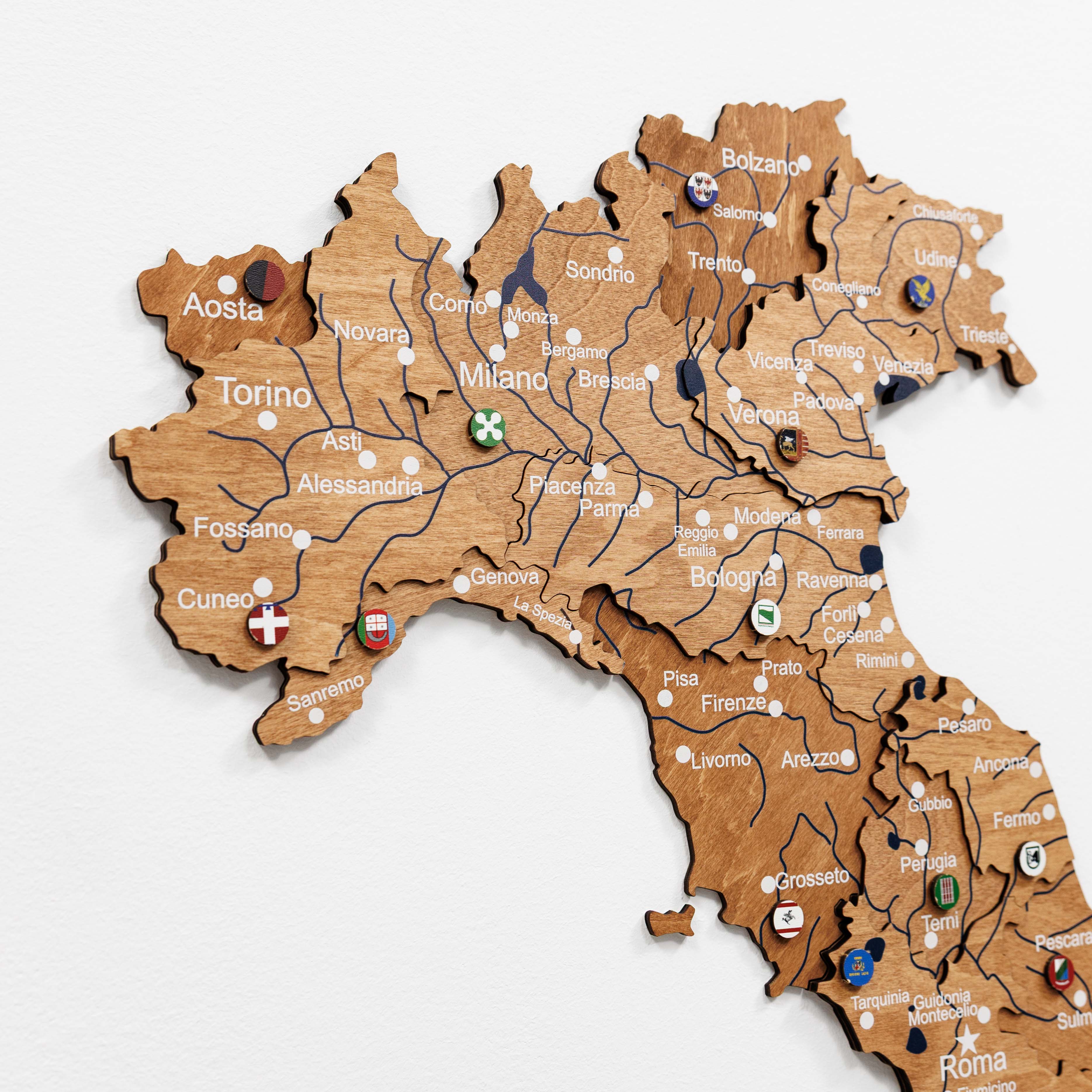 3D Italy Wooden Map – Oak