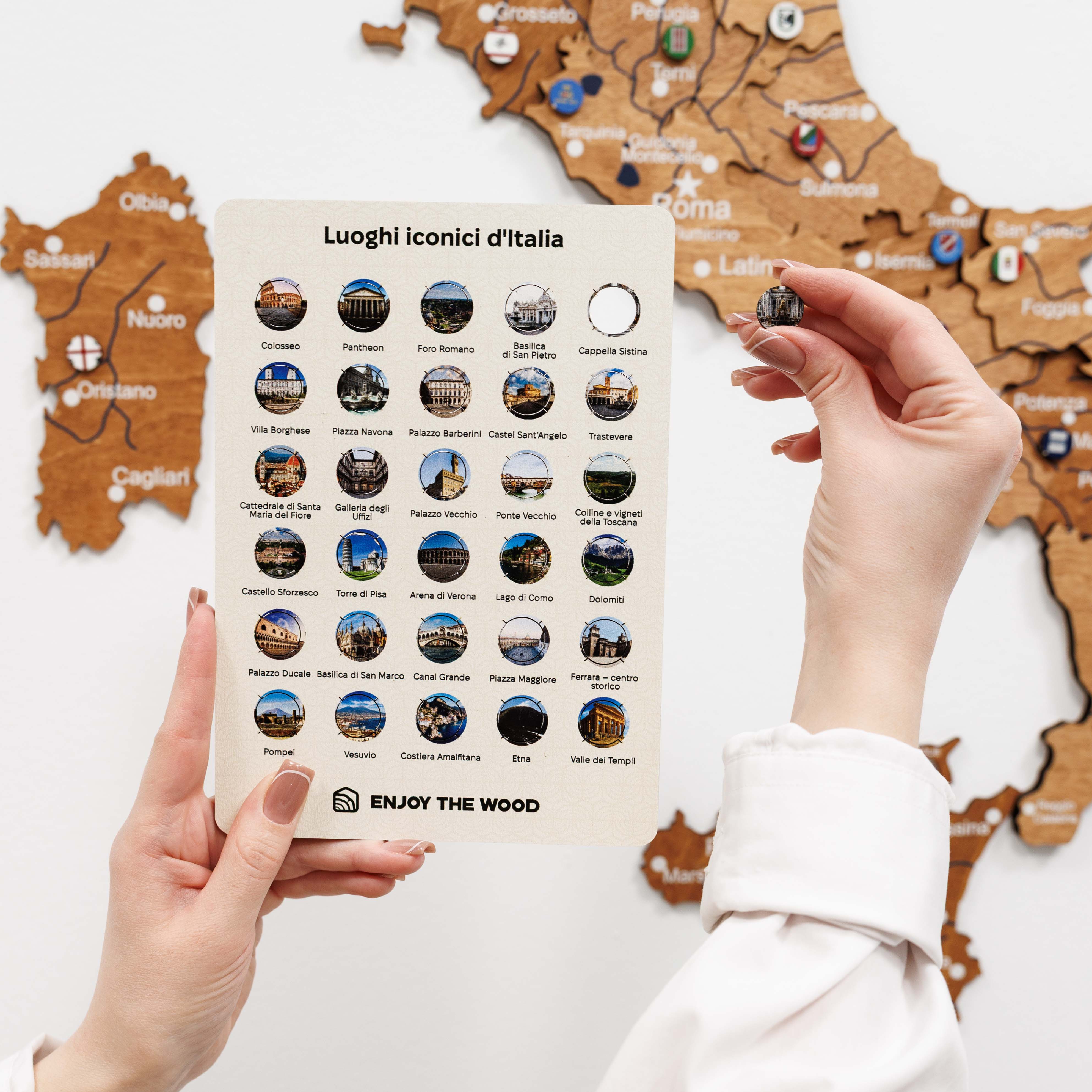 3D Italy Wooden Map – Oak