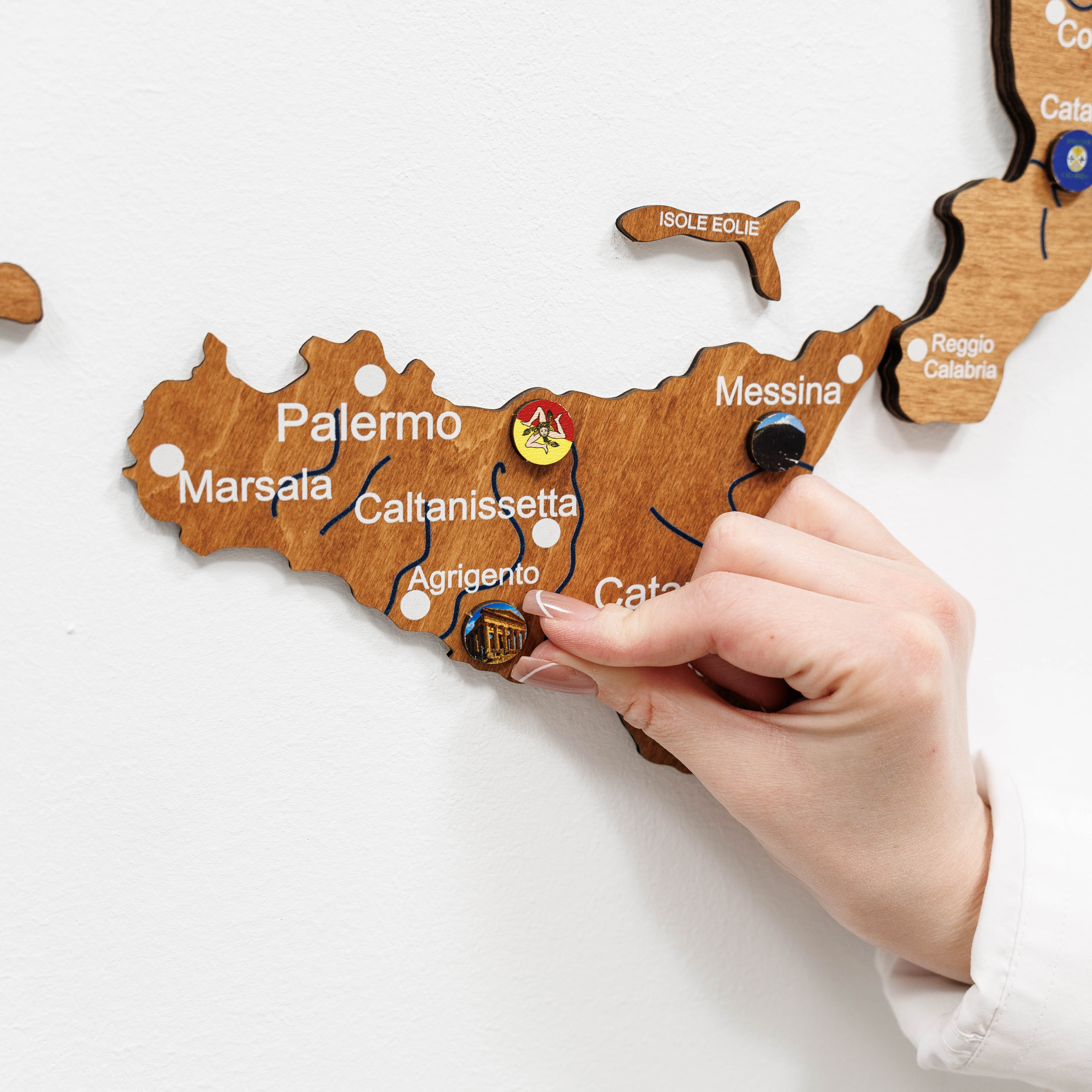 3D Italy Wooden Map – Oak