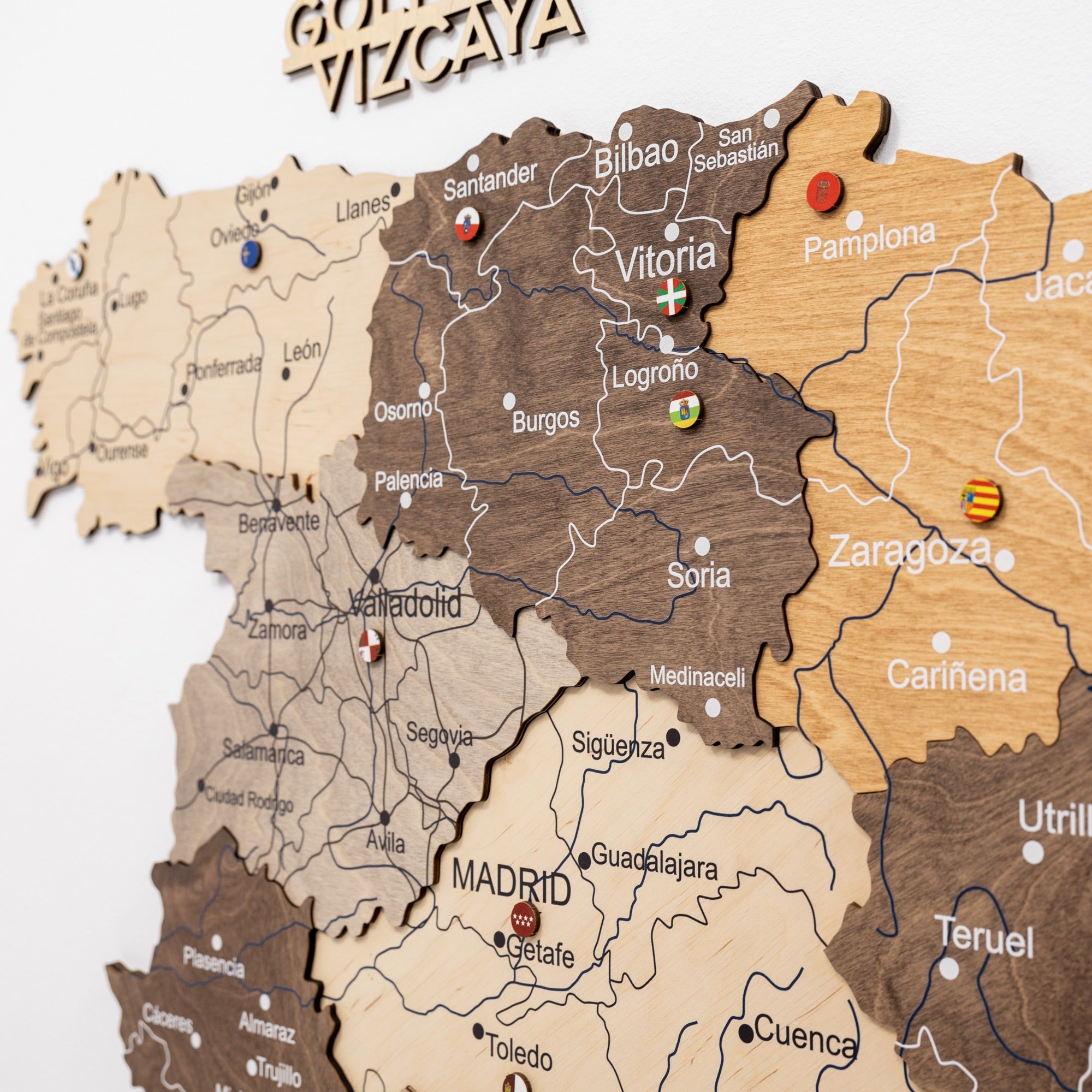 3D Wooden Map of Spain – Multicolor