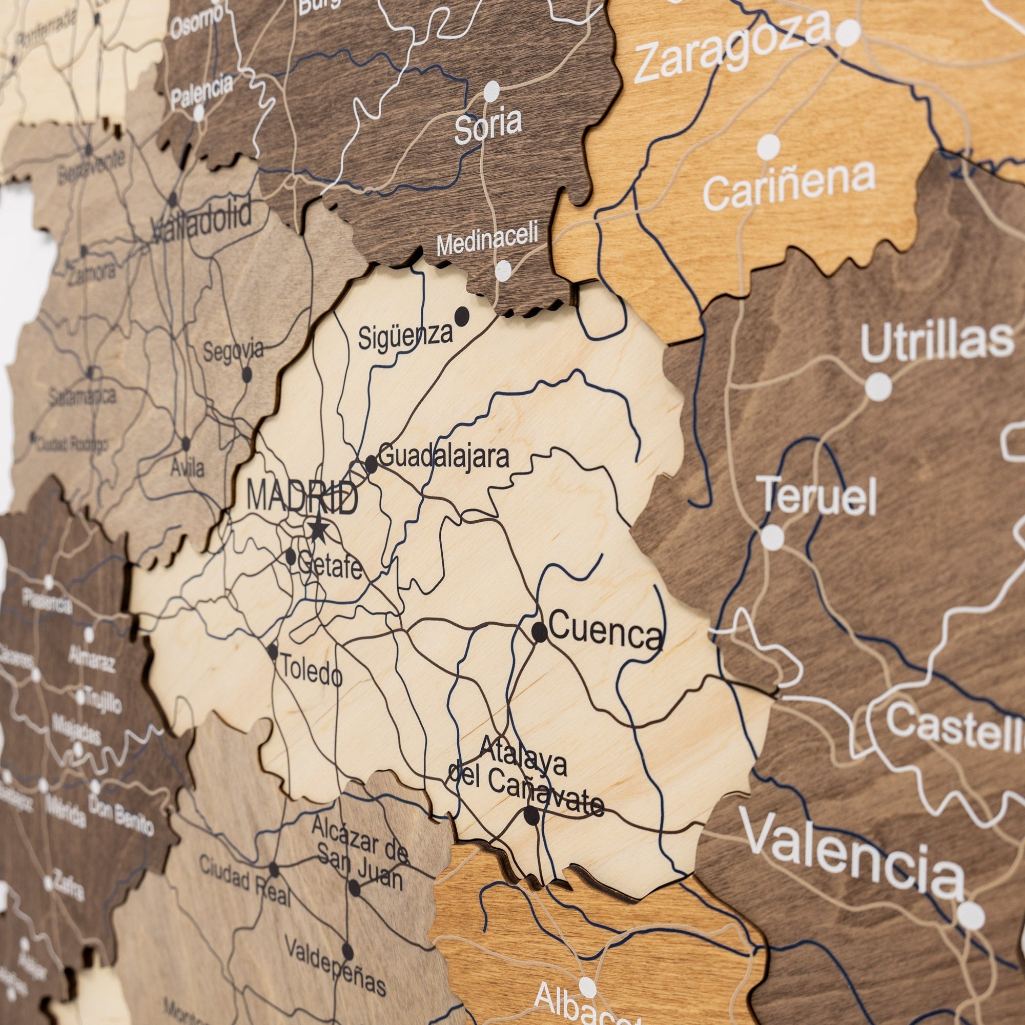 3D Wooden Map of Spain – Multicolor