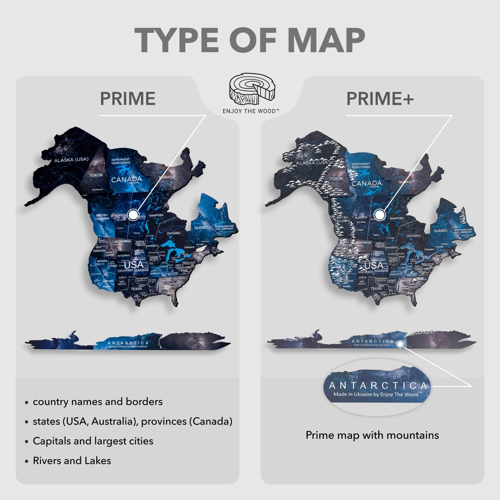 3D-LED / Luminous Holz-Weltkarte 3.0 – Space