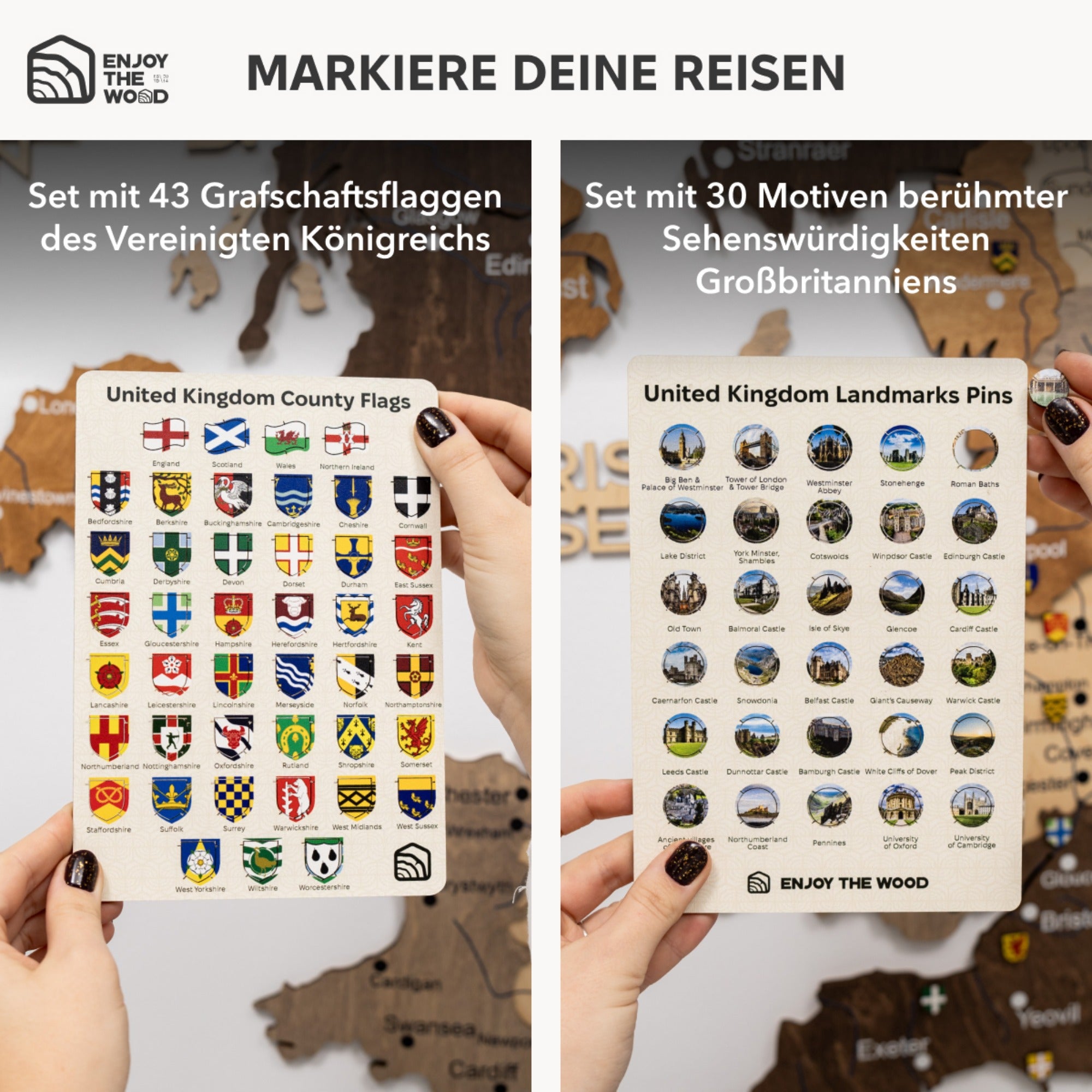 3D Vereinigtes Königreich Holzkarte Multicolor