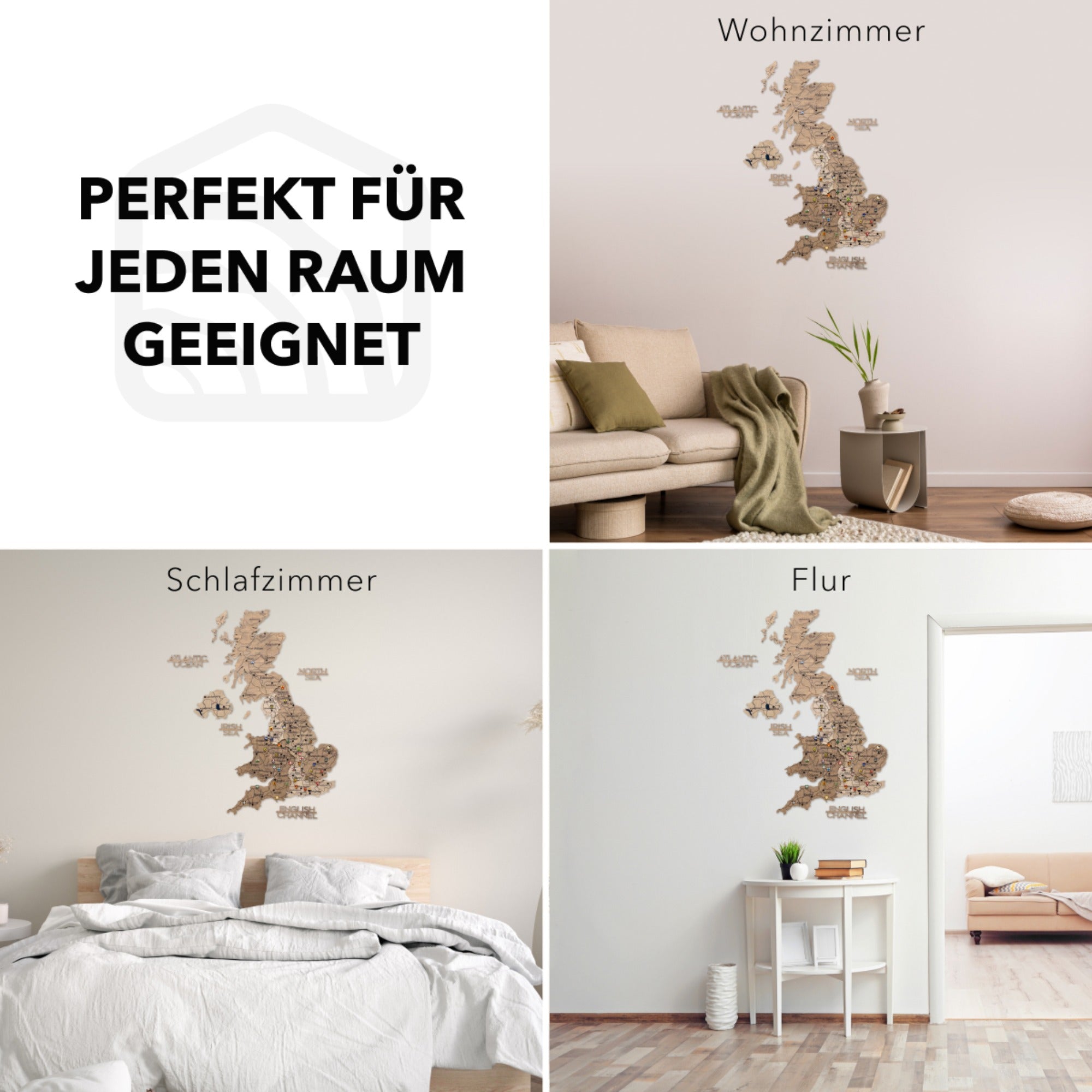 3D Vereinigtes Königreich Holzkarte Terra