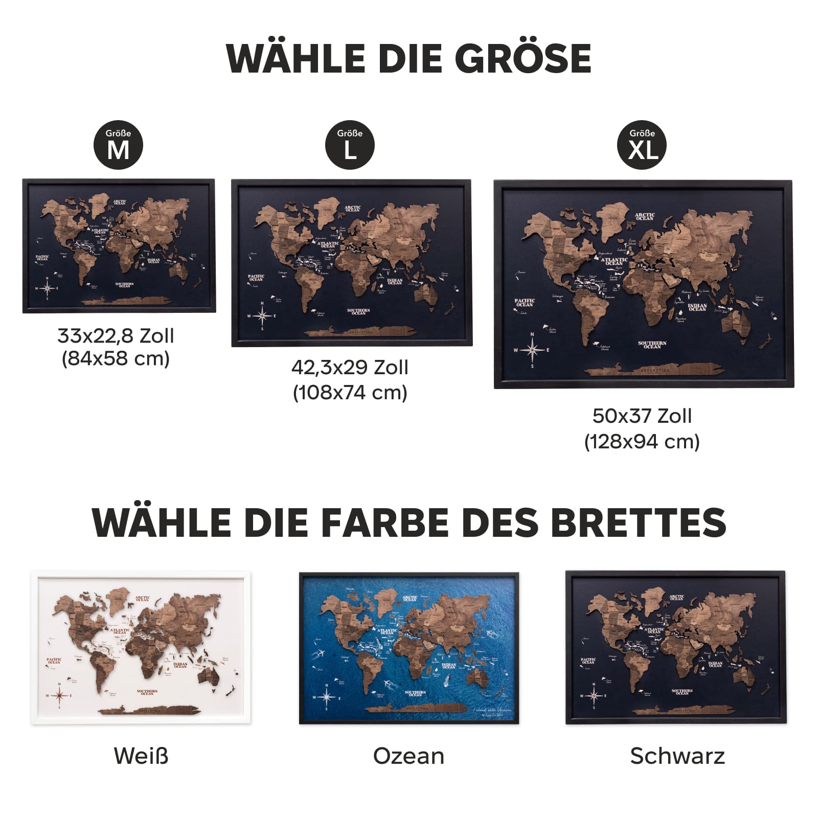 walnut panel weltkarten
