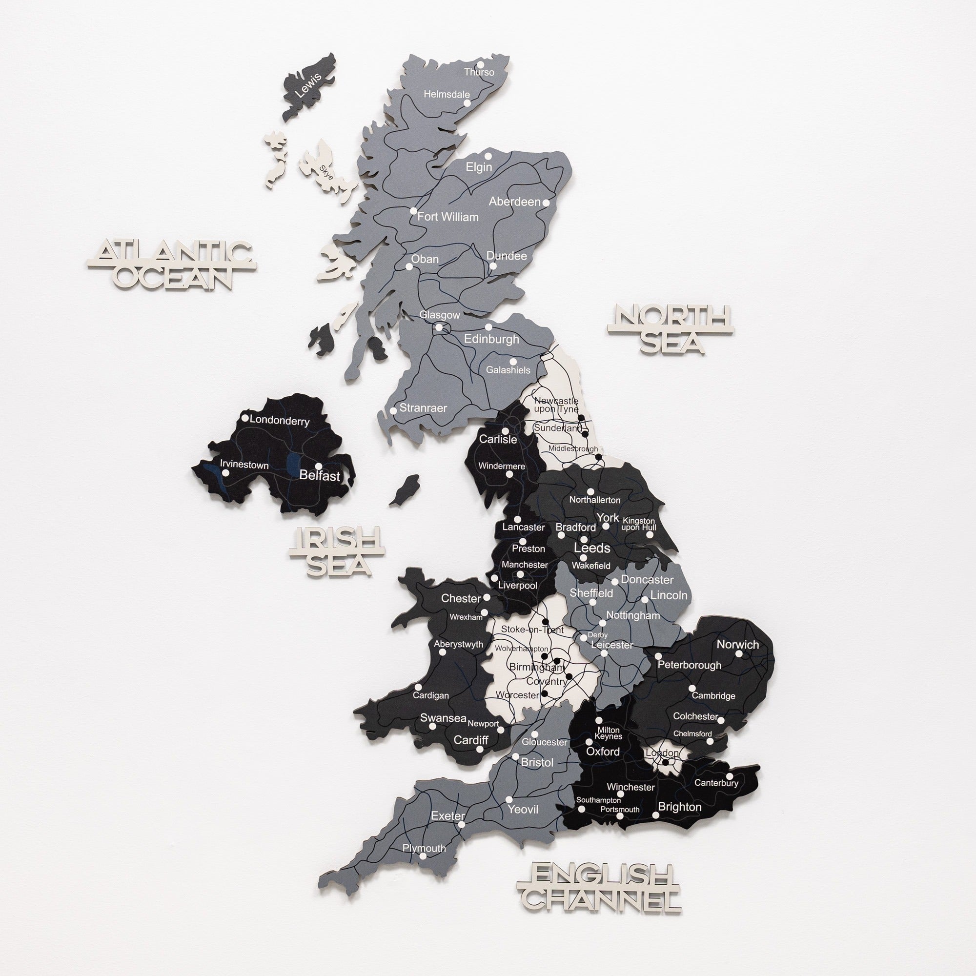 3D Vereinigtes Königreich Holzkarte Nordik