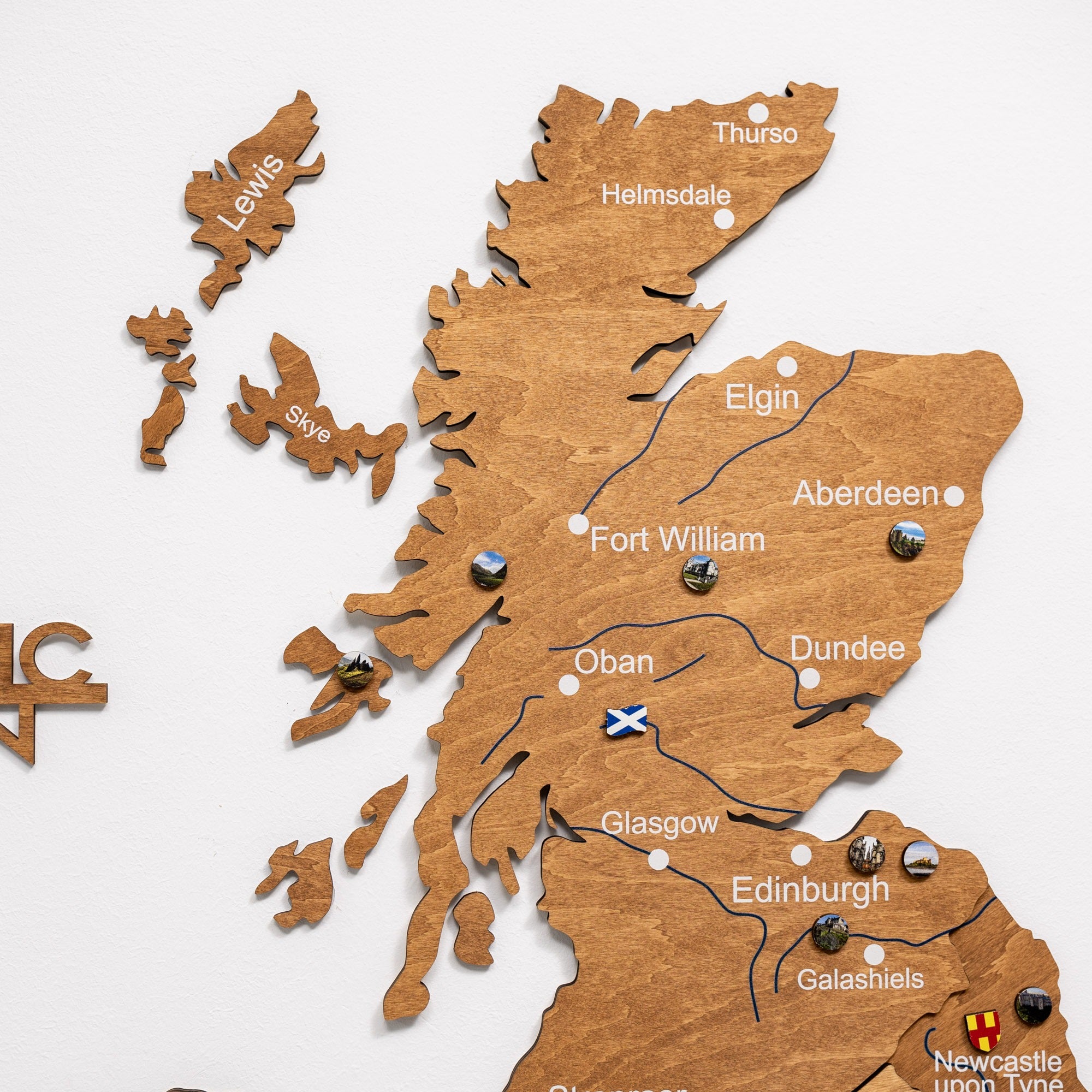 3D United Kingdom Wood Map Oak