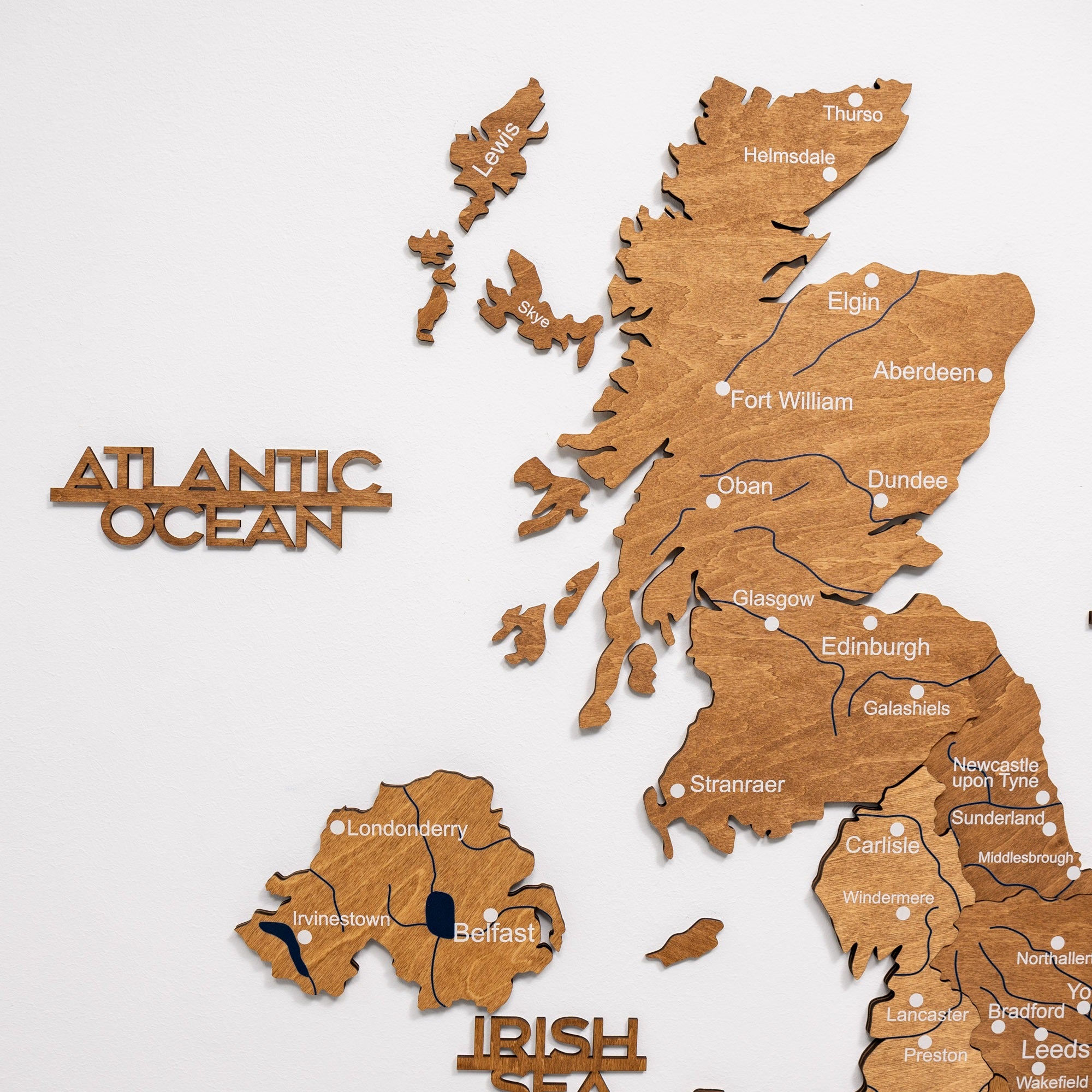3D United Kingdom Wood Map Oak