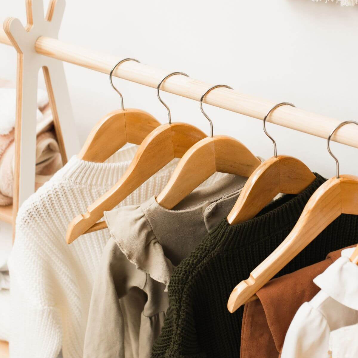 wooden clothes rack