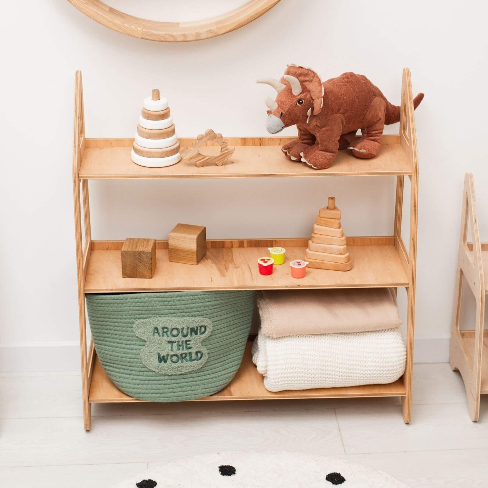wooden toy shelf