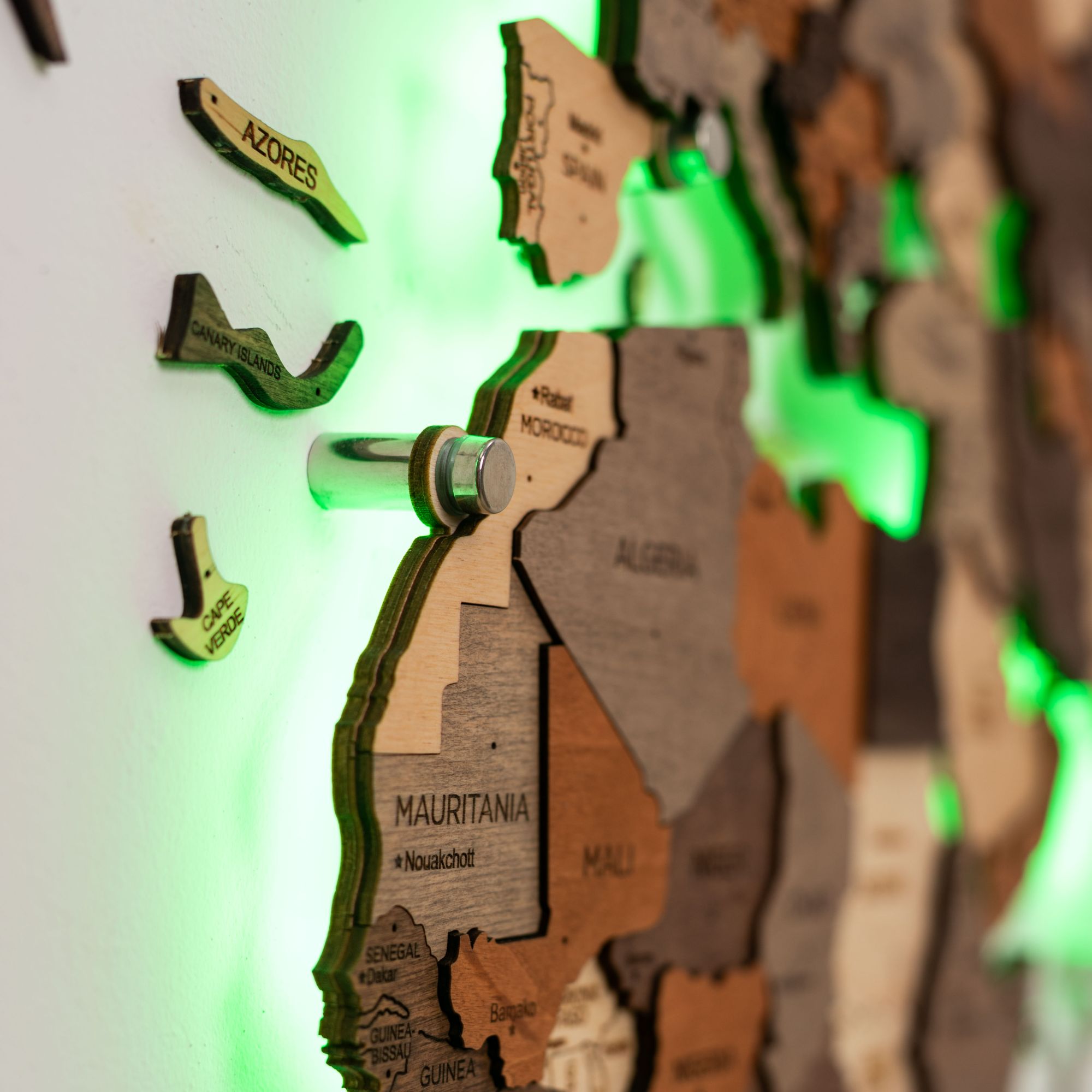 3D LED Wood World Map