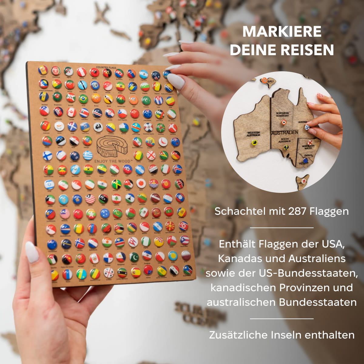 3D Weltkarte aus Holz Terra