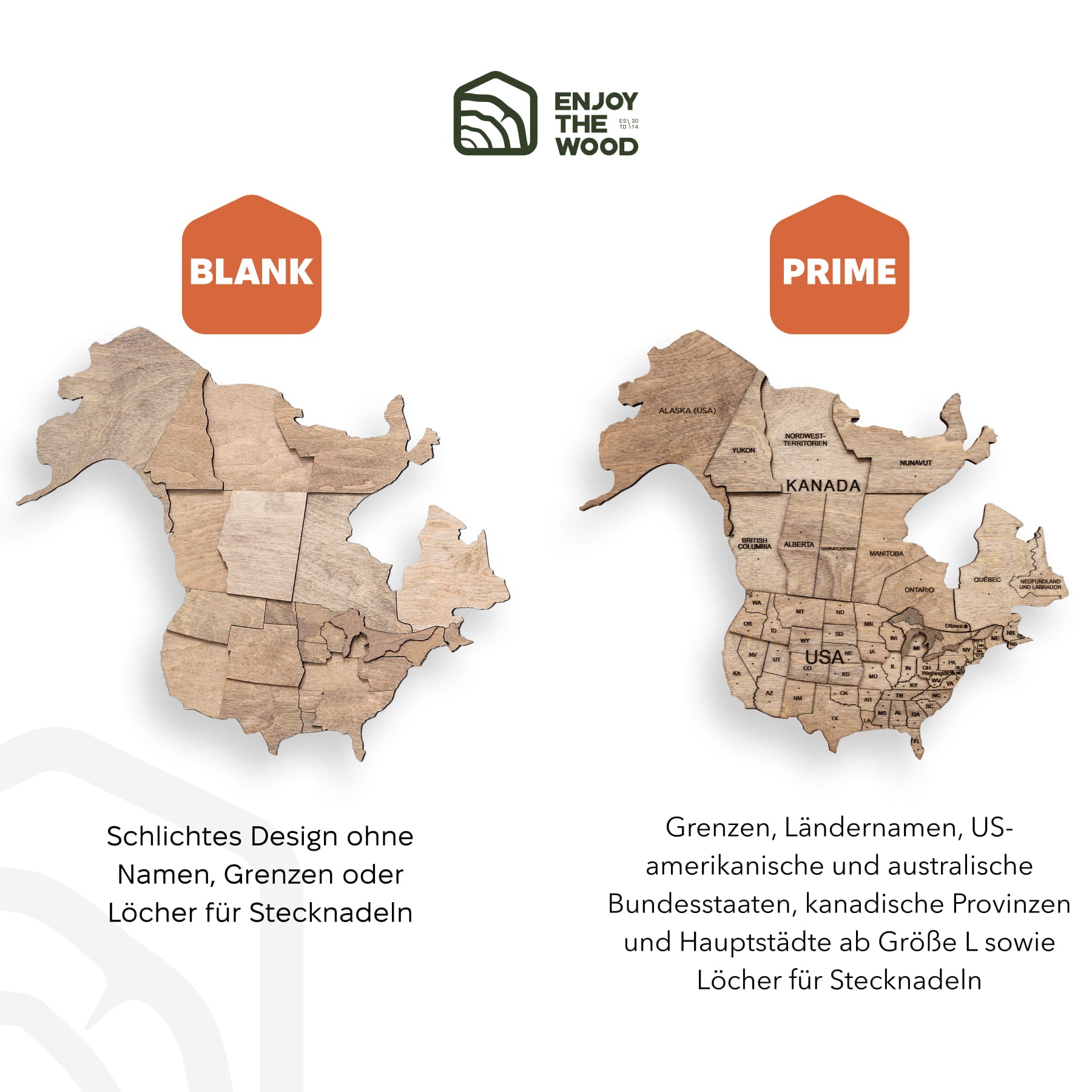 3D Weltkarte aus Holz Terra