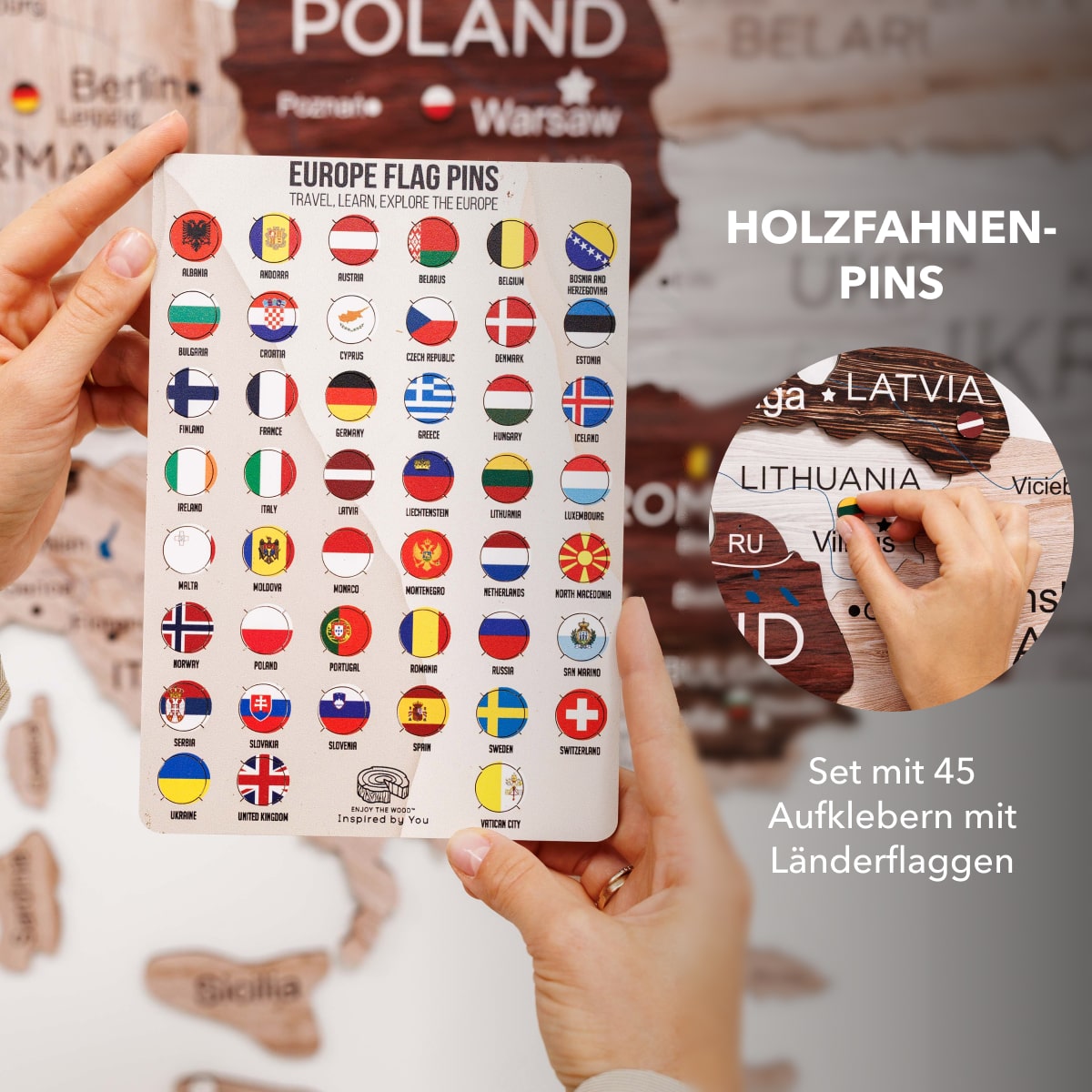 Europa Holzkarte Cappuccino