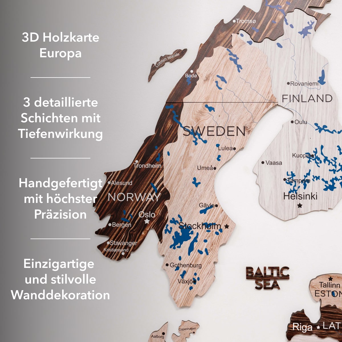 Europa Holzkarte Cappuccino