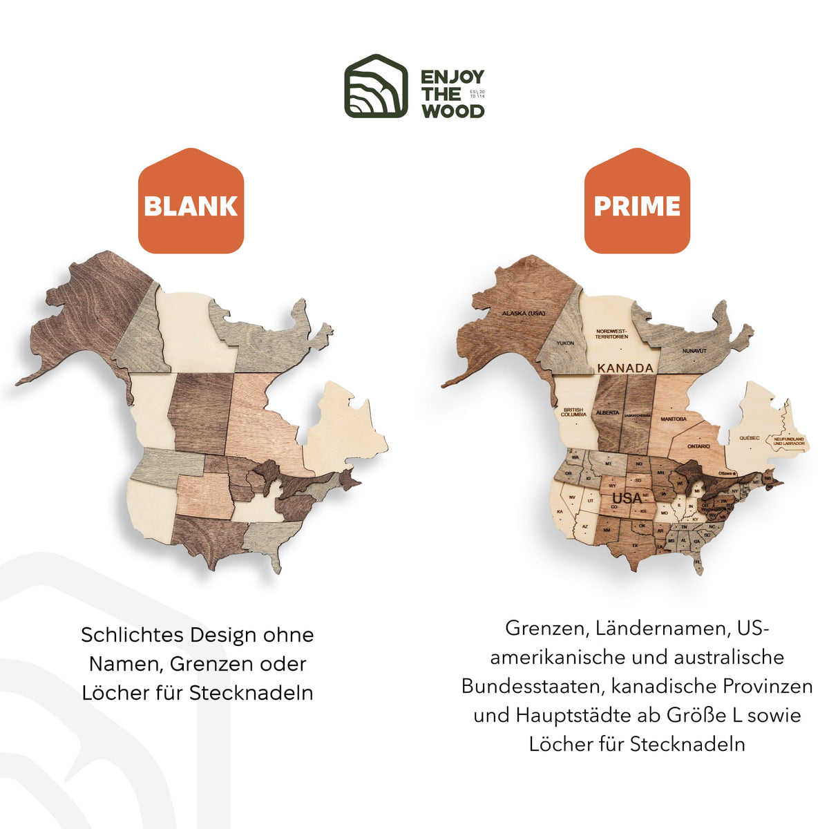 3D Holz Weltkarte Smokey