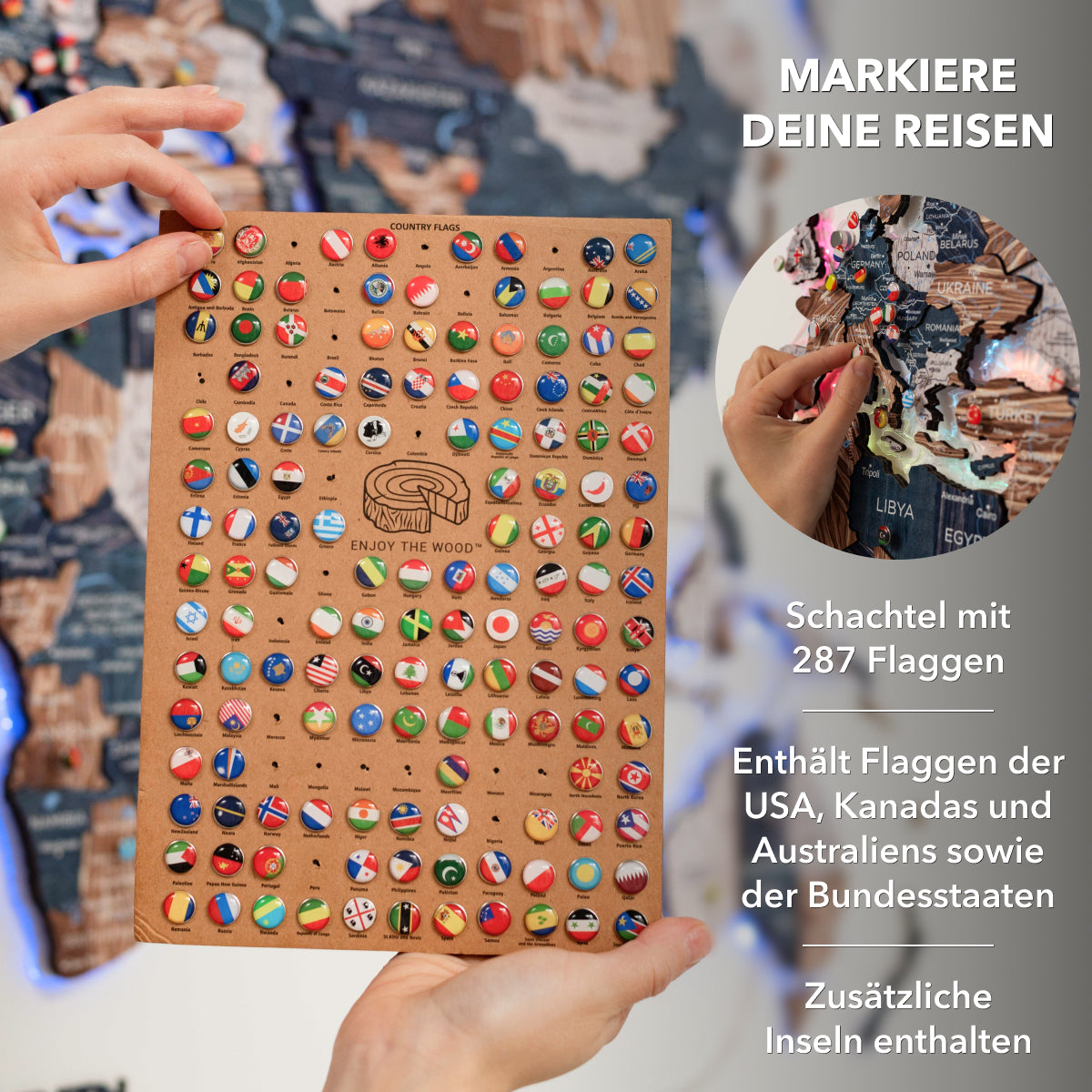 3D LED-Holzweltkarte 2.0 Mystery