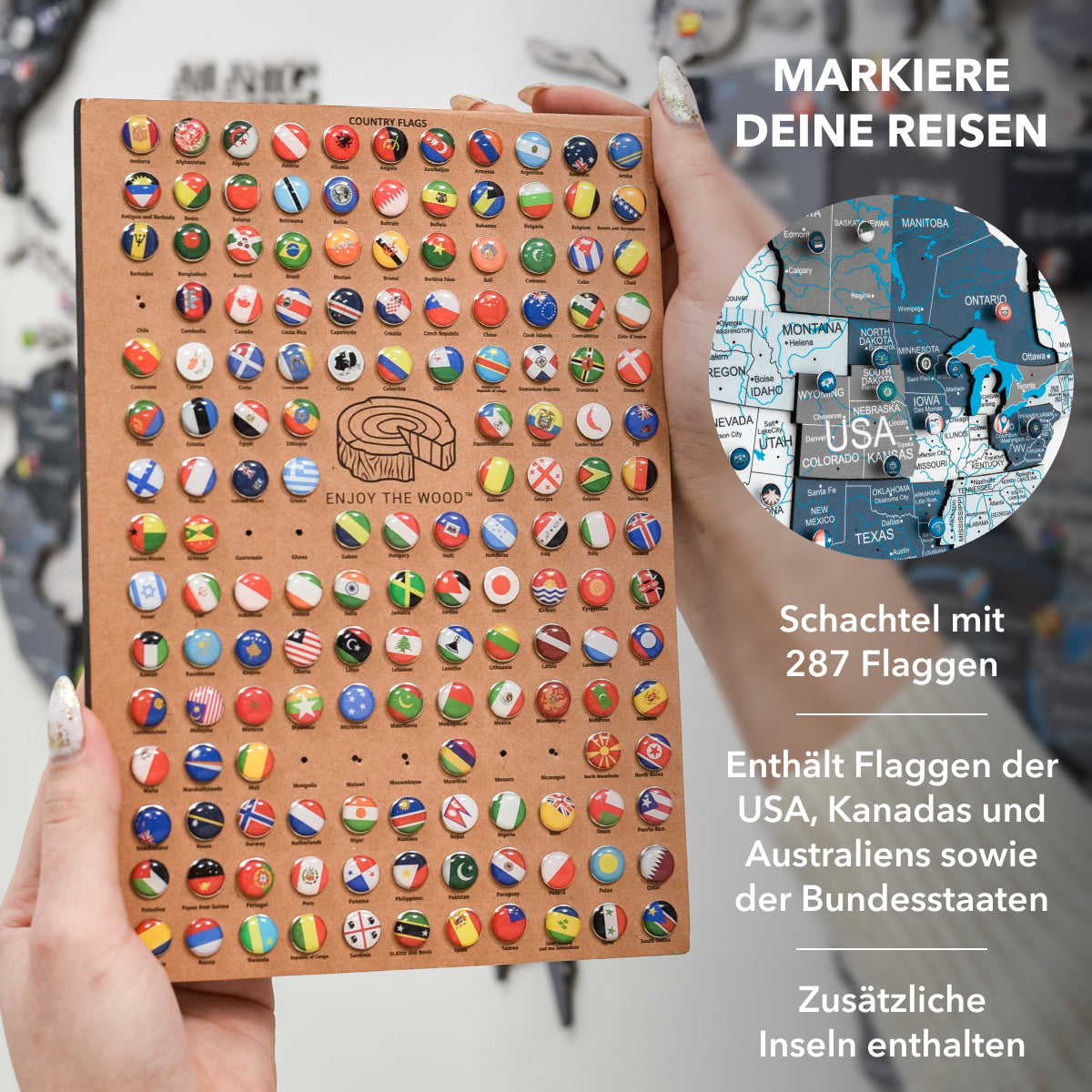 3D Holz Weltkarte Cruise