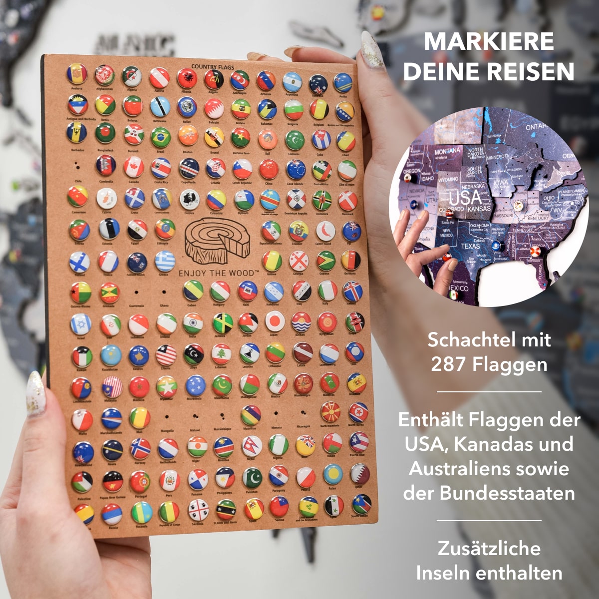 3D Holz Weltkarte Sirius