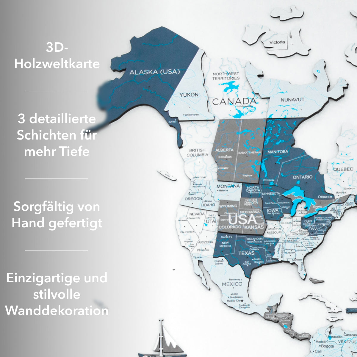 3D Holz Weltkarte Cruise