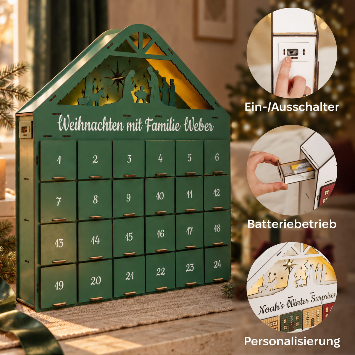 Adventskalender zum Befüllen - Grün