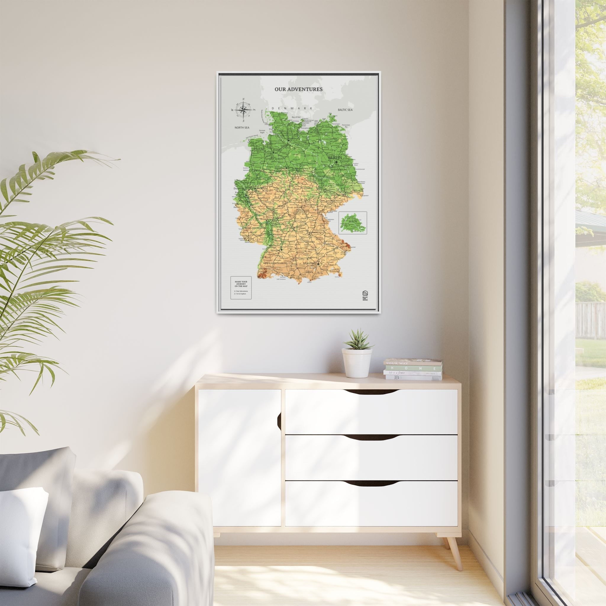 Wooden map of Germany on canvas - Physical