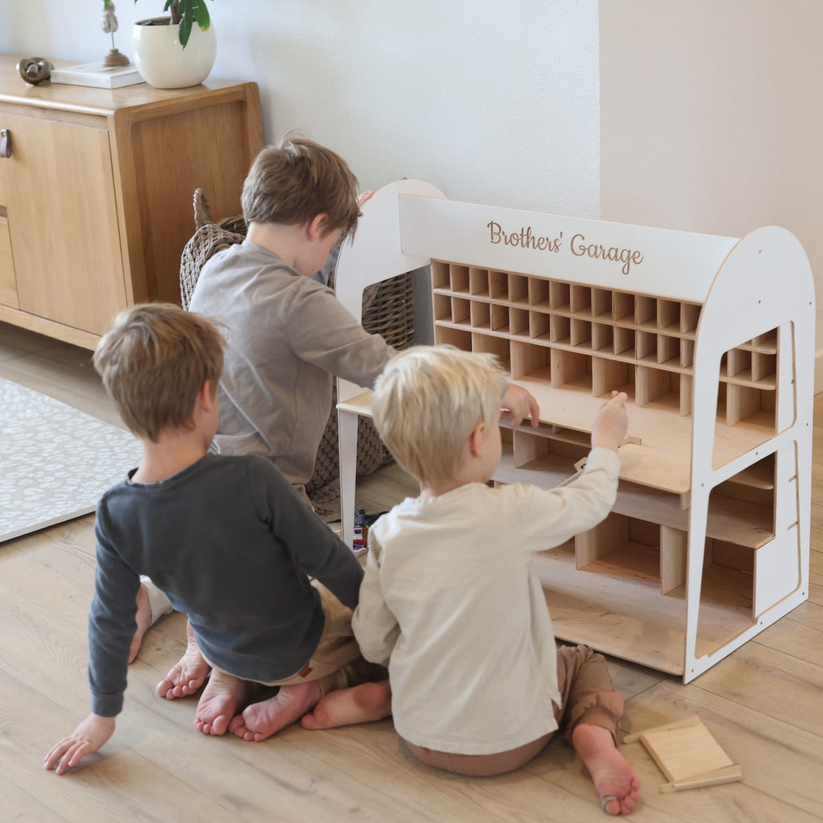 Holz-Parkgarage für Kinder - Grün