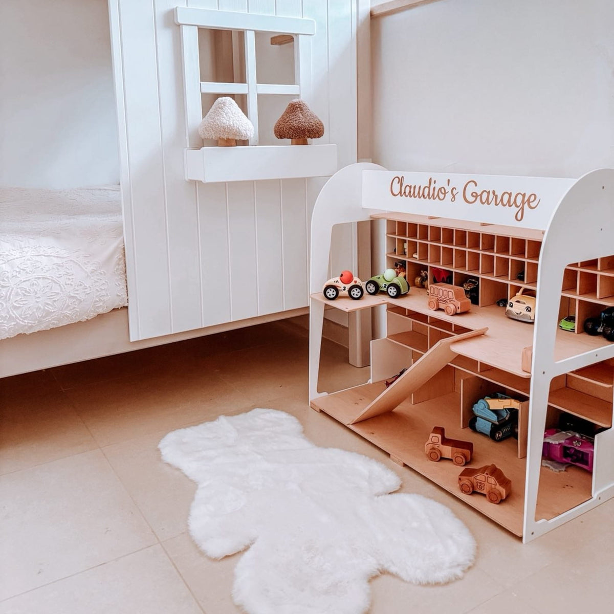 Holz-Parkgarage für Kinder - Schokolade