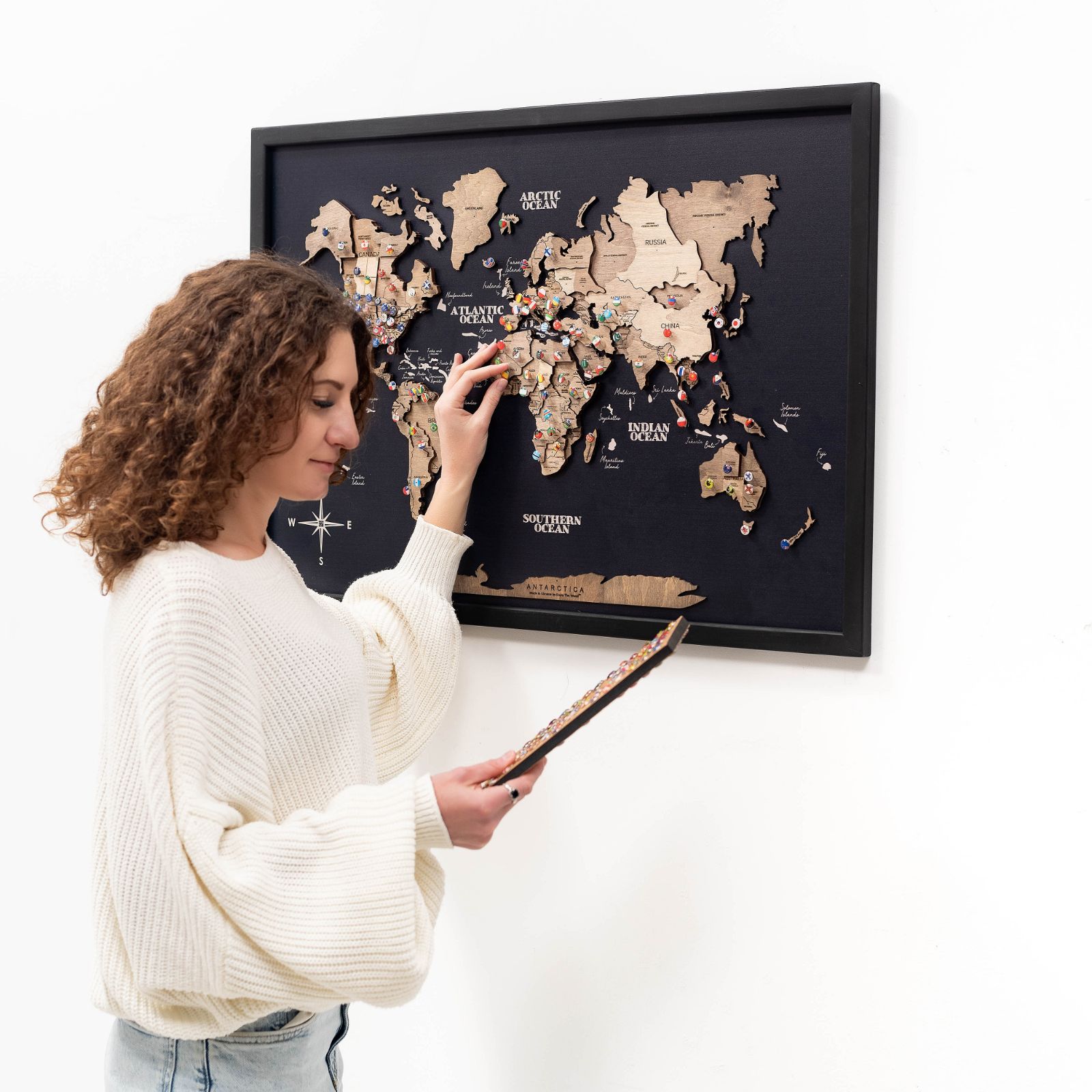 3D Wooden Single Panel World Map Terra