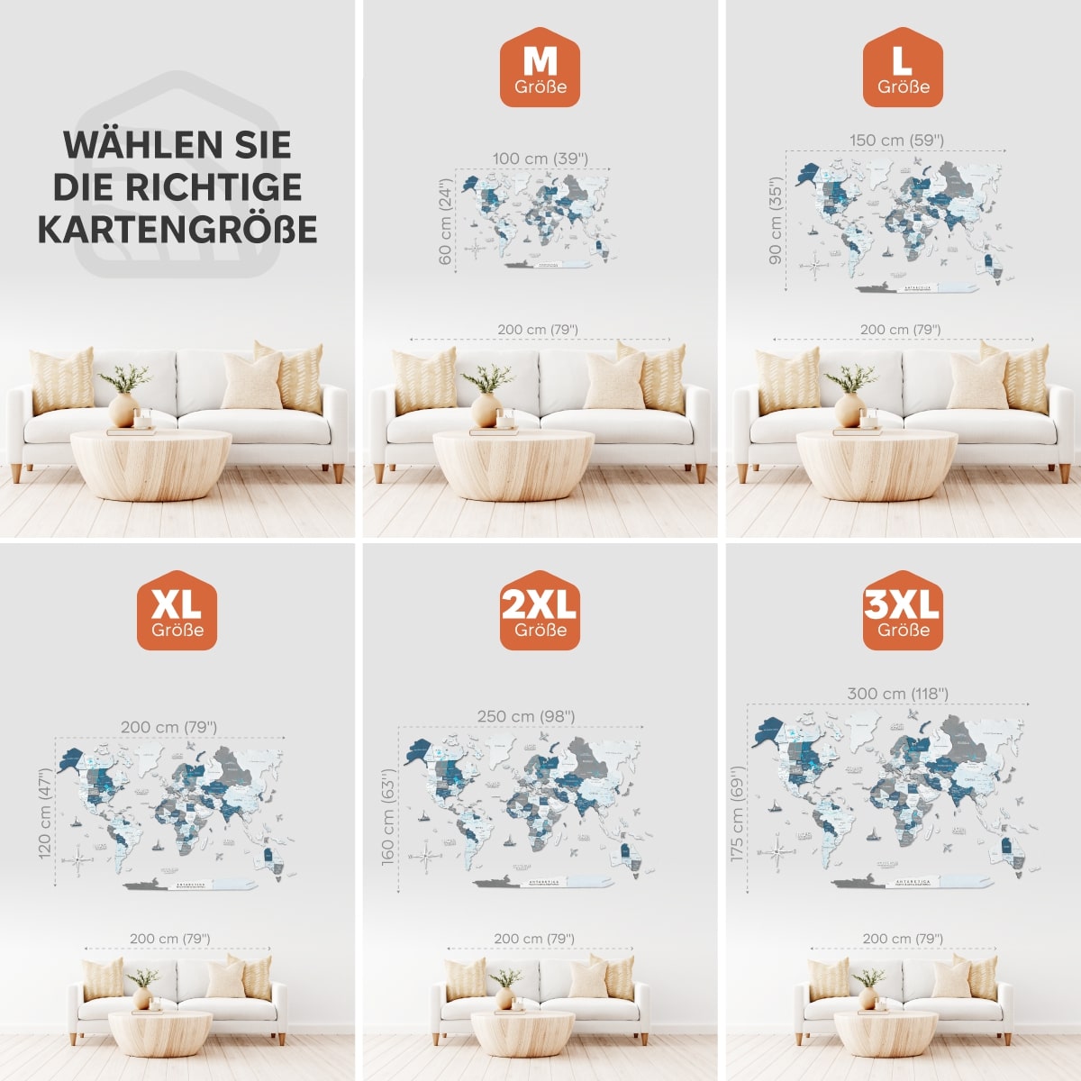 3D Holz Weltkarte Cruise