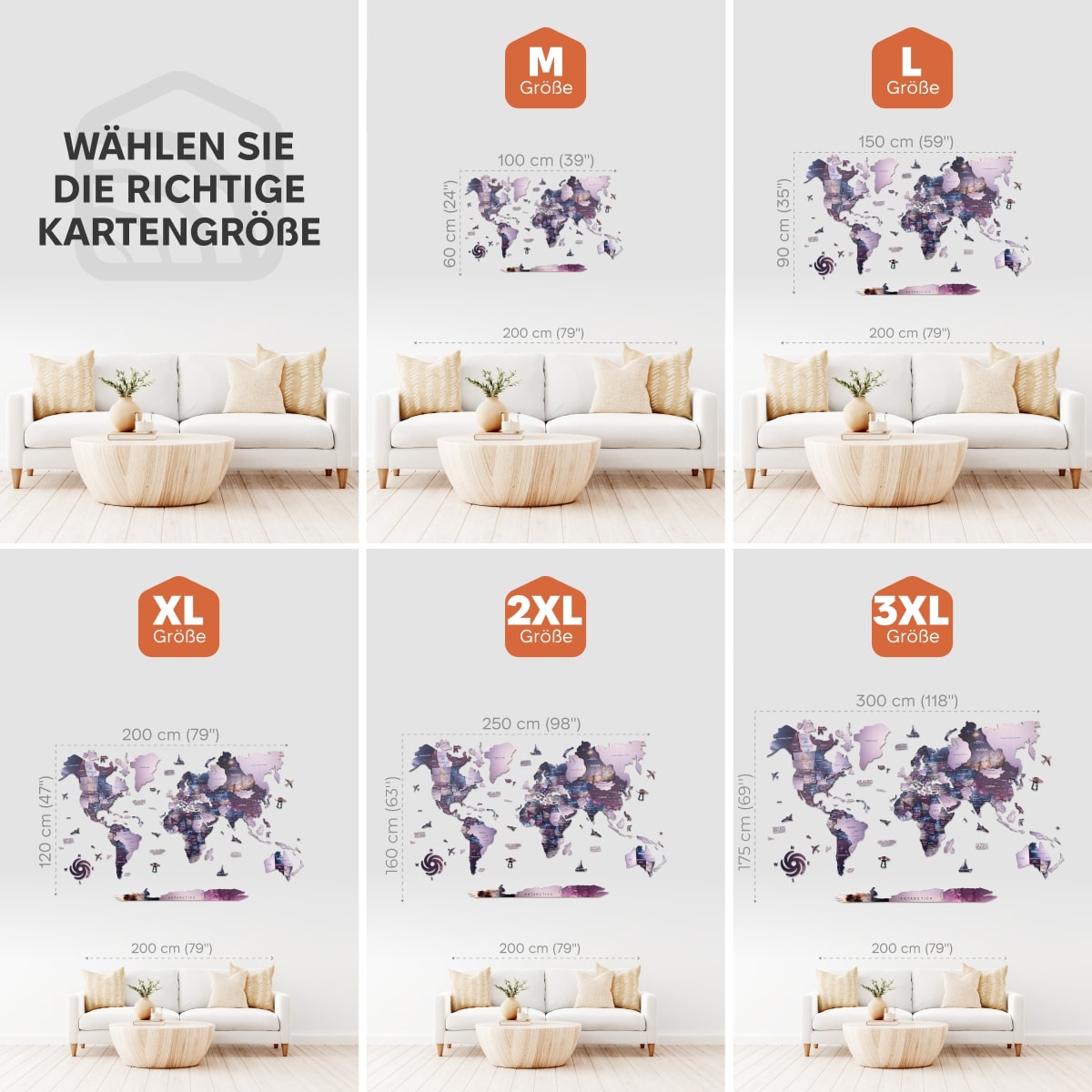 3D Holz Weltkarte Sirius