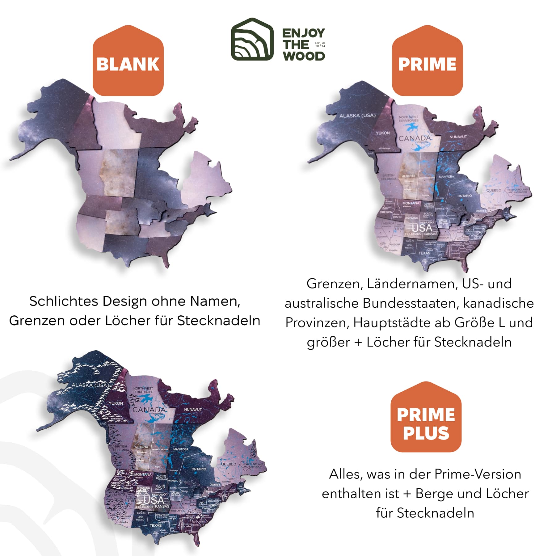 3D Holz Weltkarte Sirius