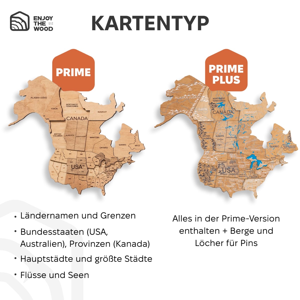 3D LED Wooden World Map 2.0 - Gold