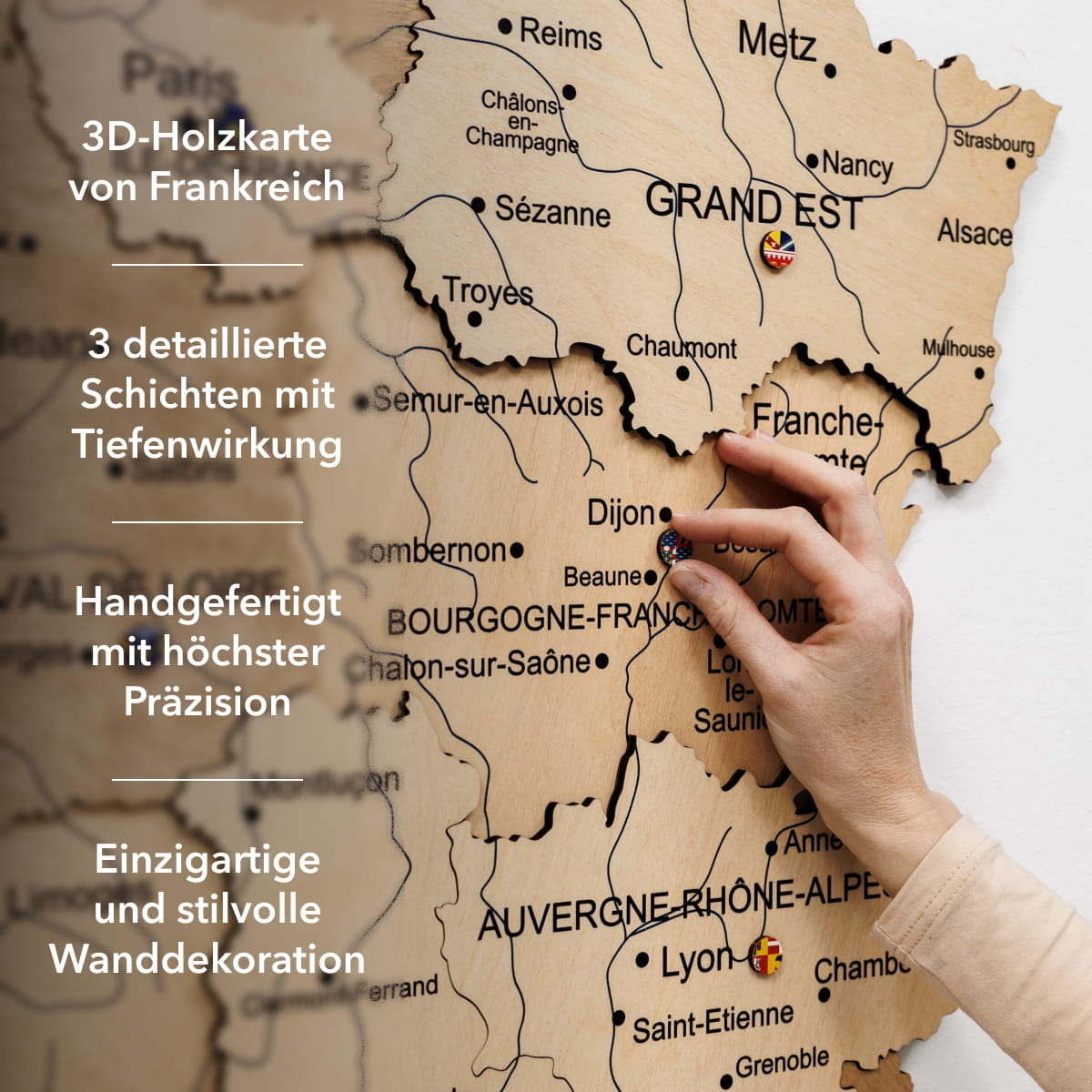 Holzkarte Frankreich – Gold