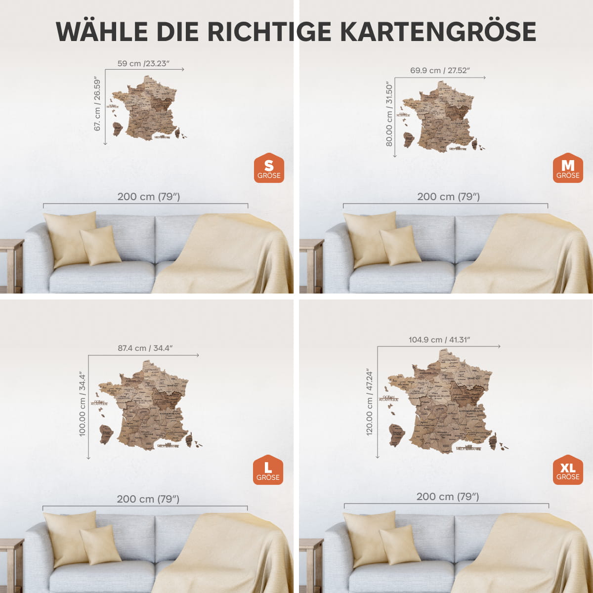 Holzkarte von Frankreich – Terra