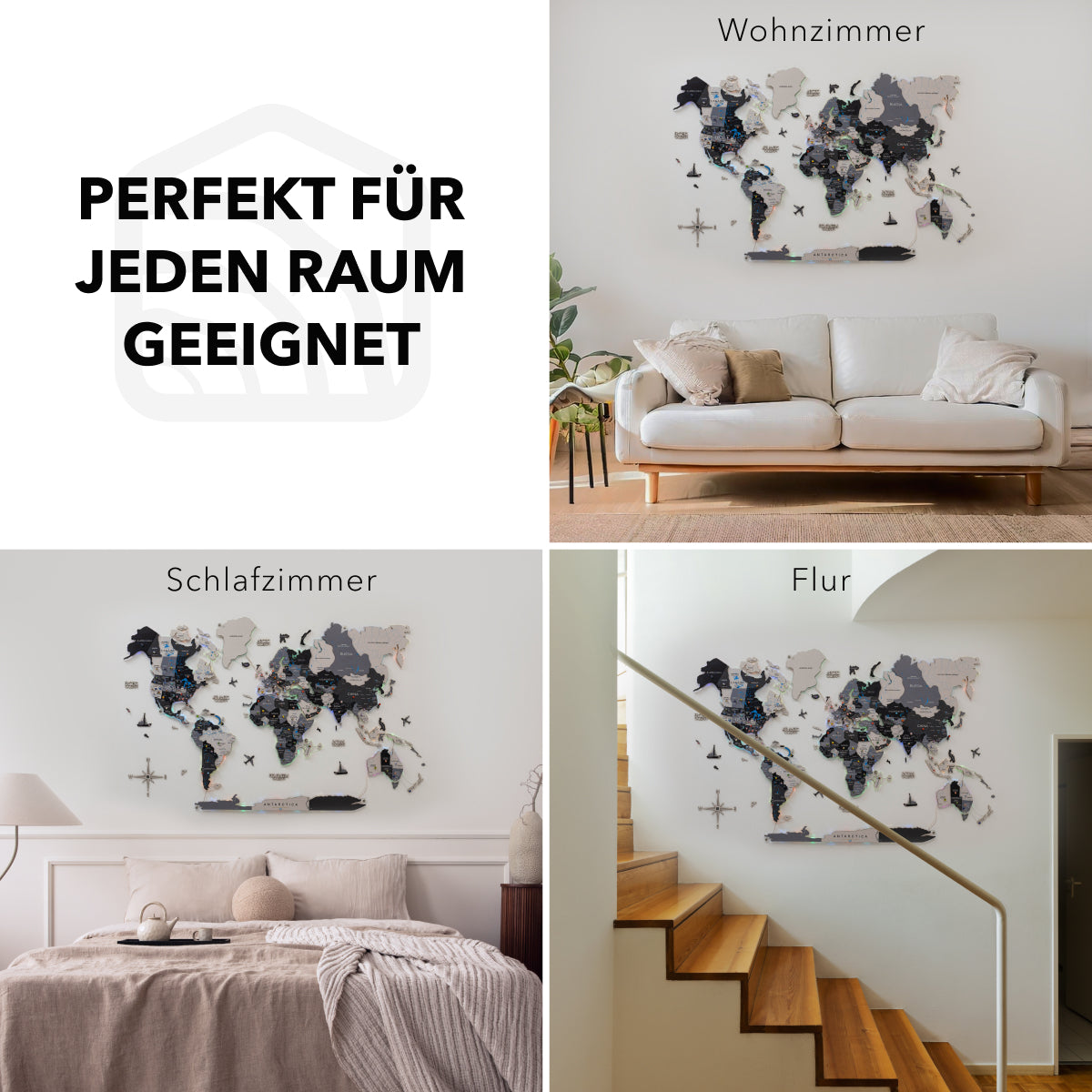 3D LED / Luminous Wooden World Map 2.0 – Nordic