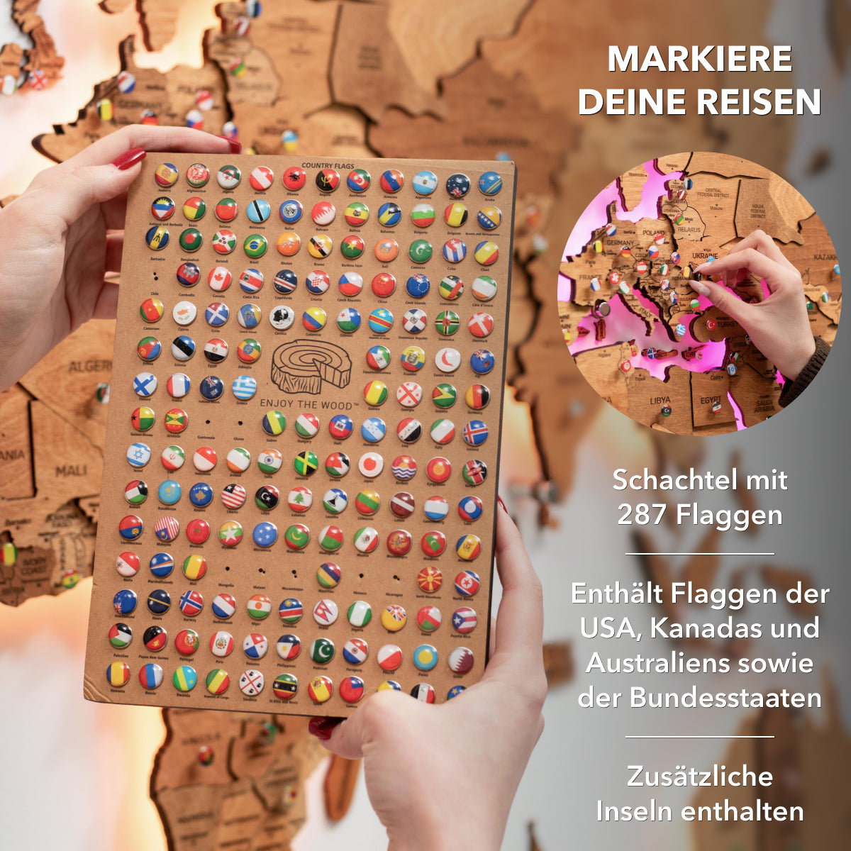 3d weltkarte holz