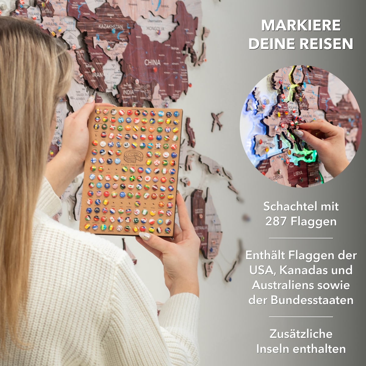 3d weltkarte holz