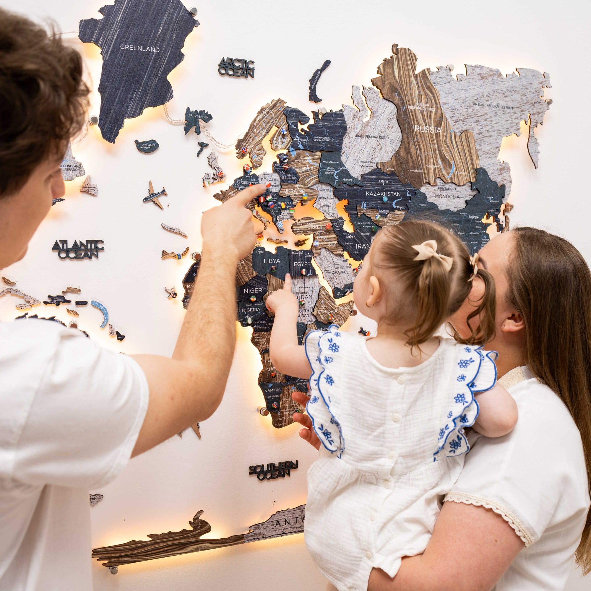 3D-LED / Luminous Holz-Weltkarte 3.0 – Mystery