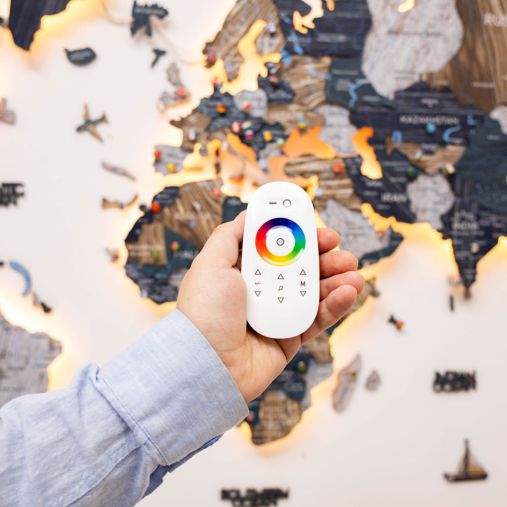 3D-LED / Luminous Holz-Weltkarte 3.0 – Mystery