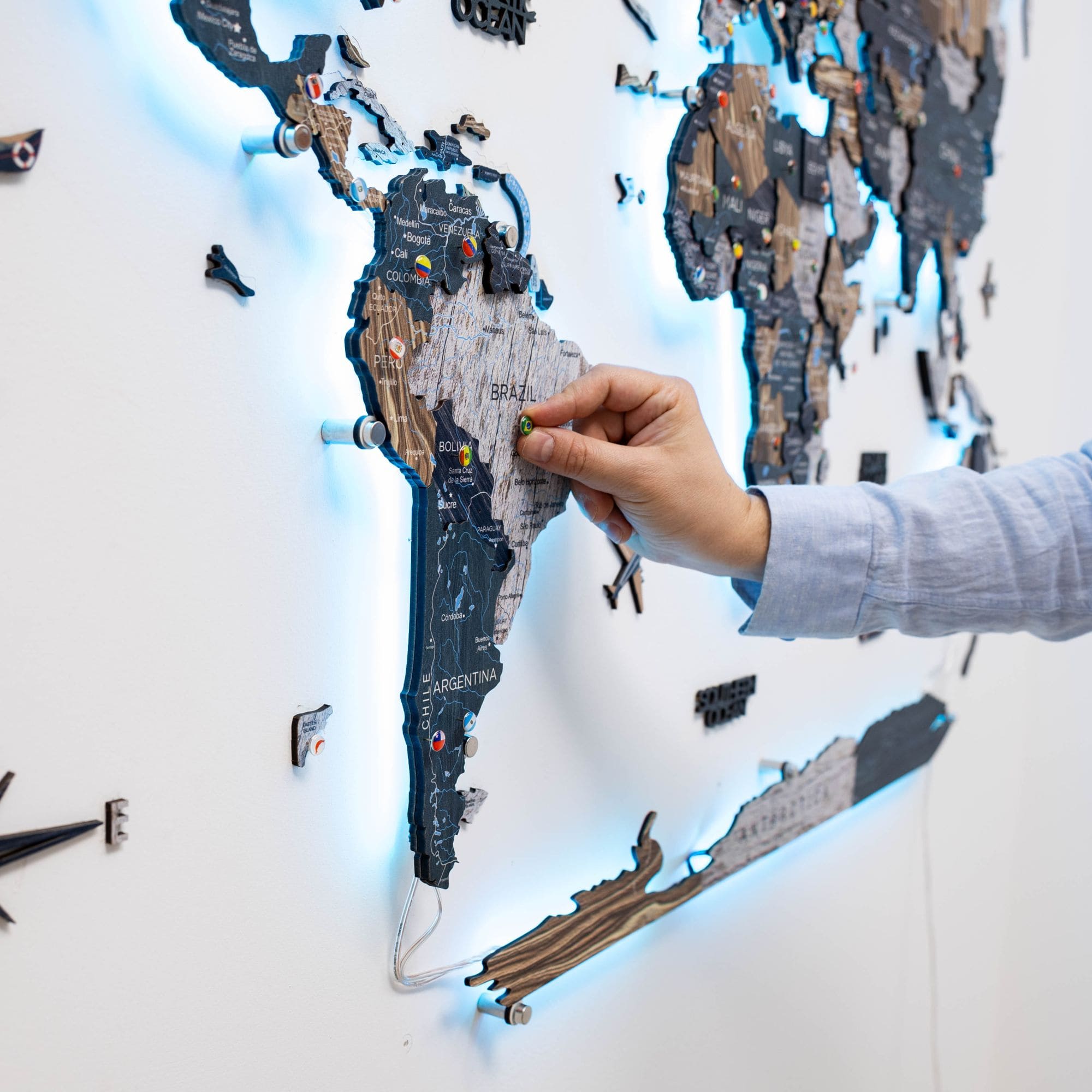 3D-LED / Luminous Holz-Weltkarte 3.0 – Mystery