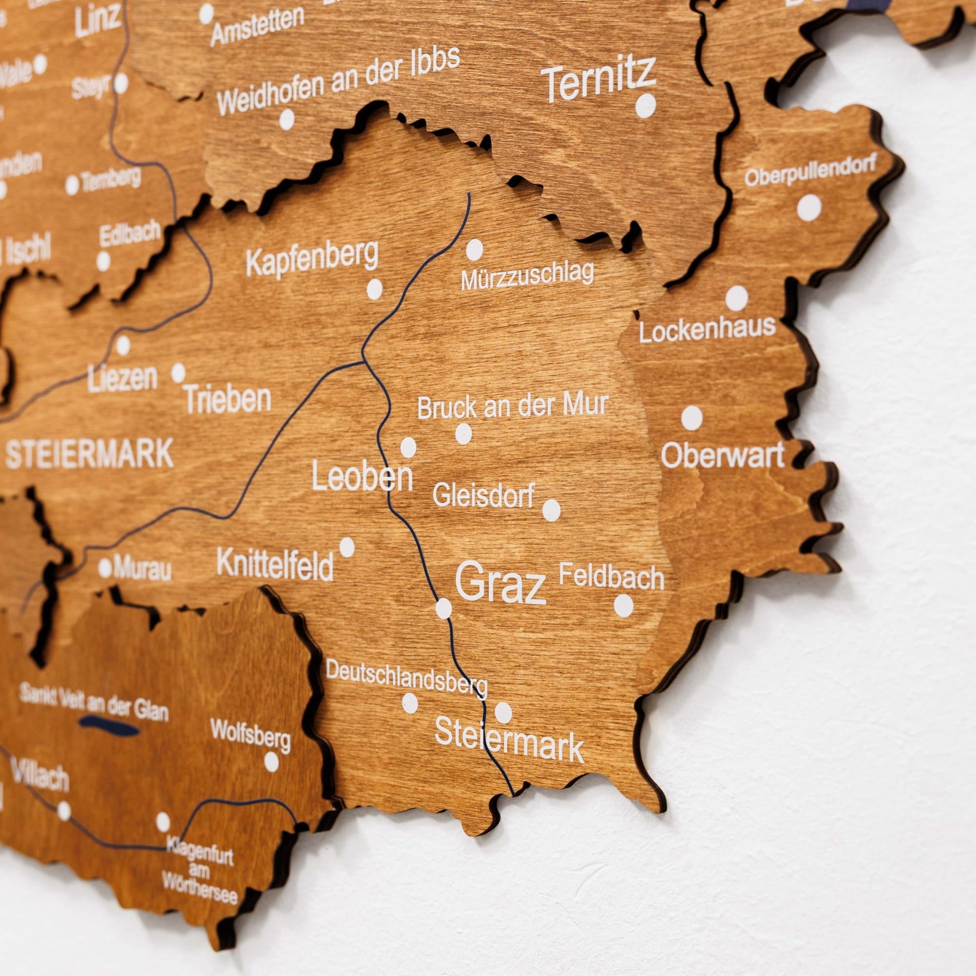 3D Austria Wooden Map Oak